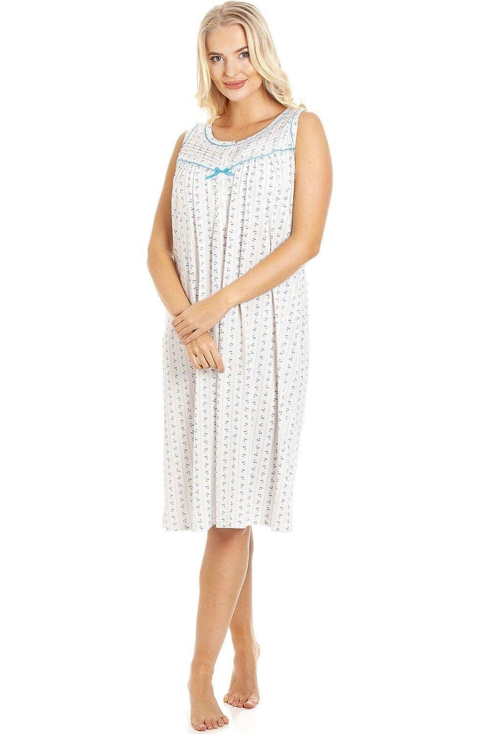Floral Pinstriped Sleeveless Nightdress