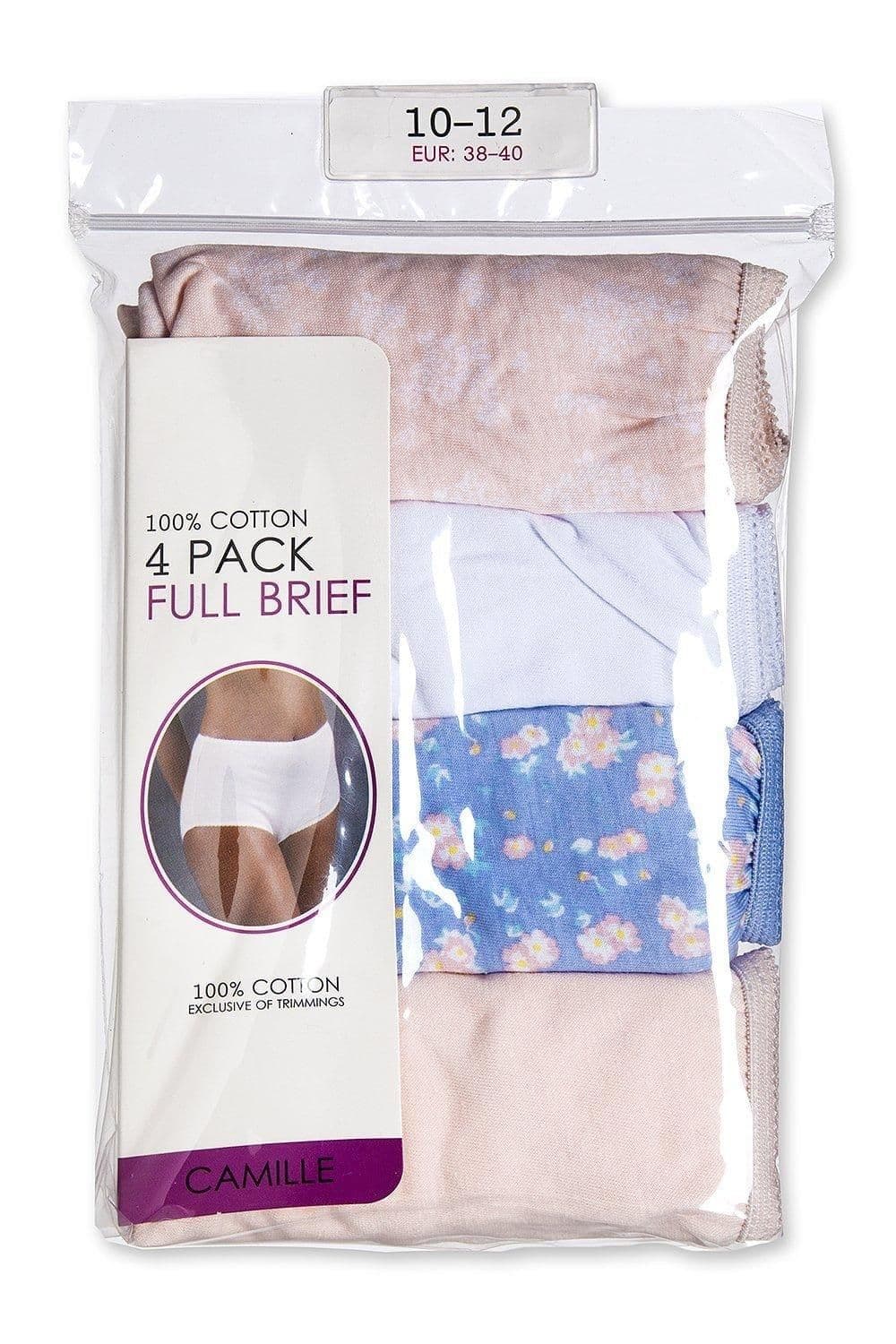 Four Pack Print Cotton Full Maxi Briefs