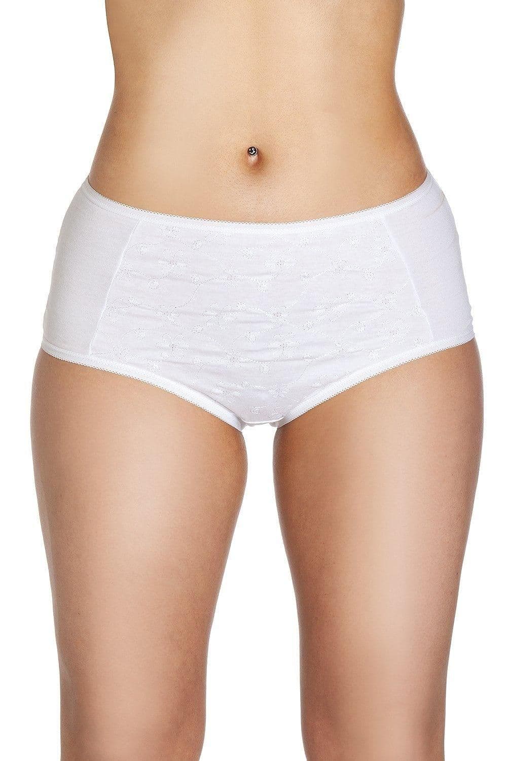 Two Pack Floral Embroidered Full Briefs