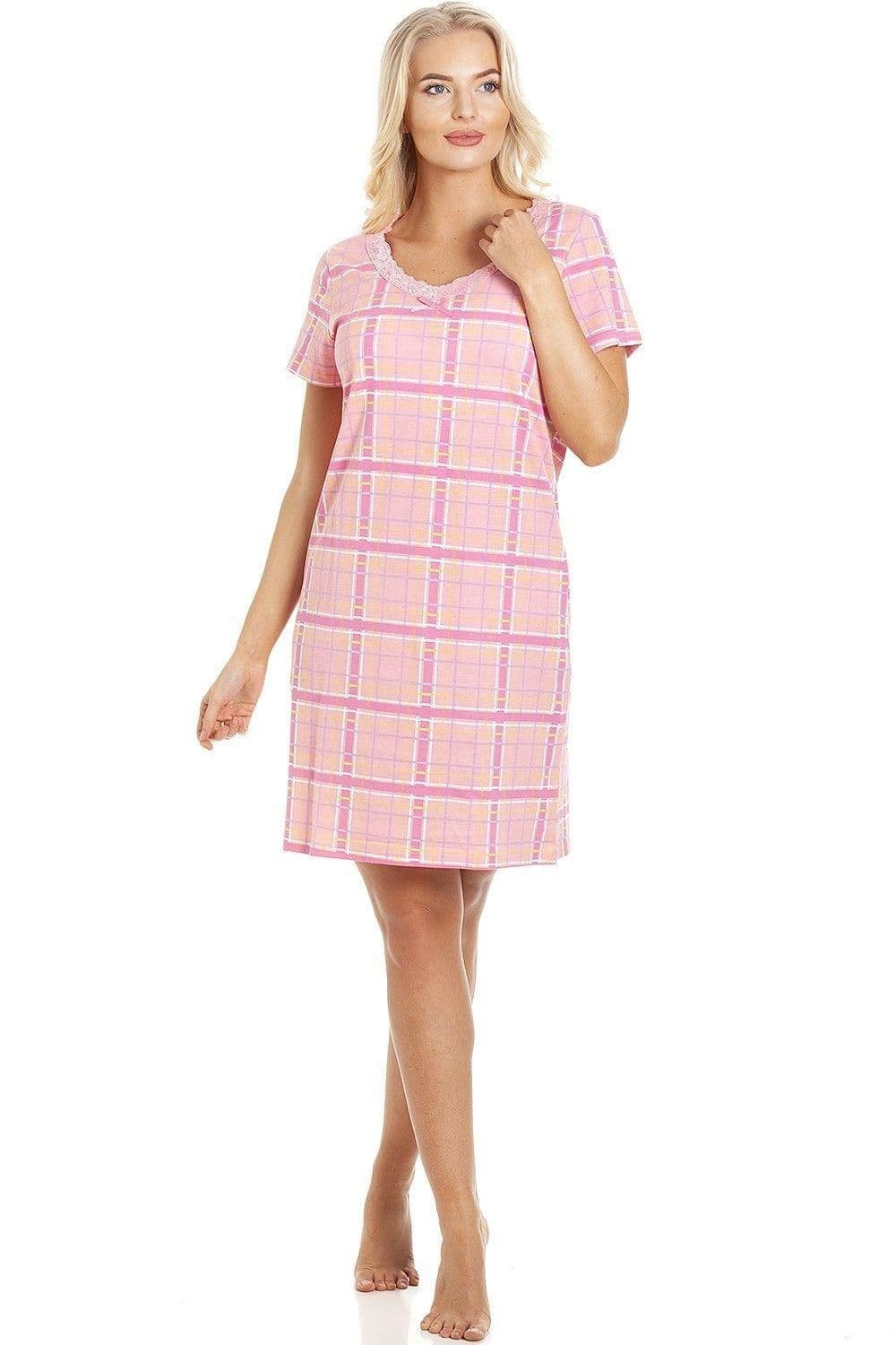 Checkered Print Cotton Summer Nightshirt