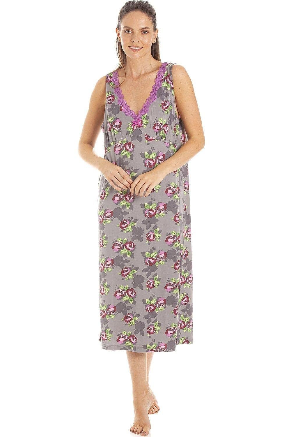 Floral Print Spandex Knee Length Chemise