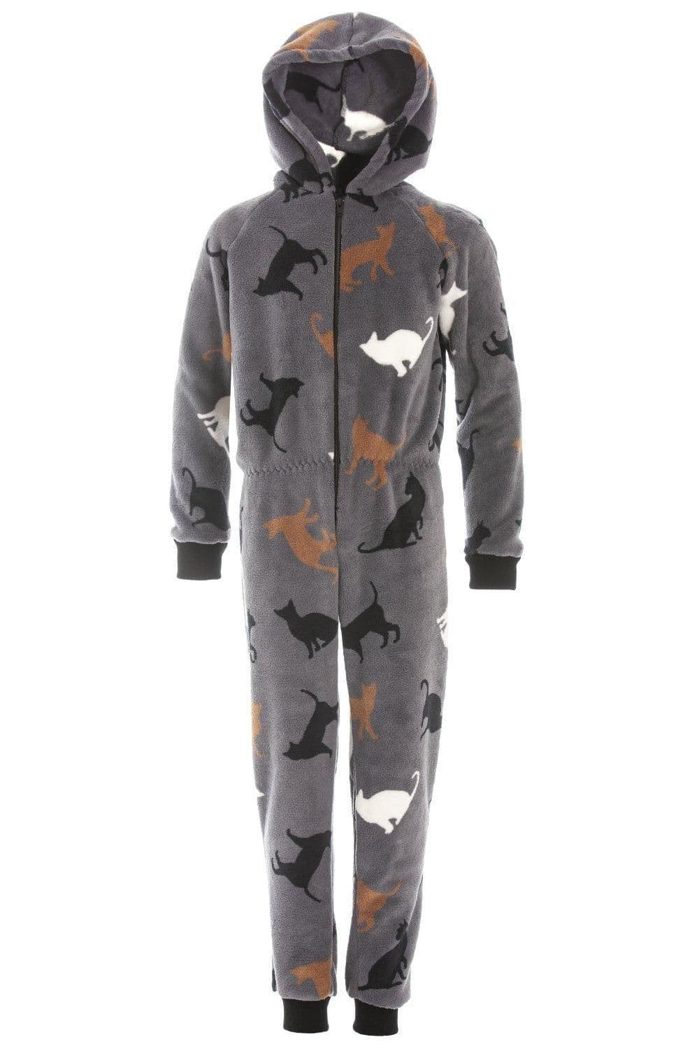 Supersoft Multicoloured Cat Print Hooded All One Onesie
