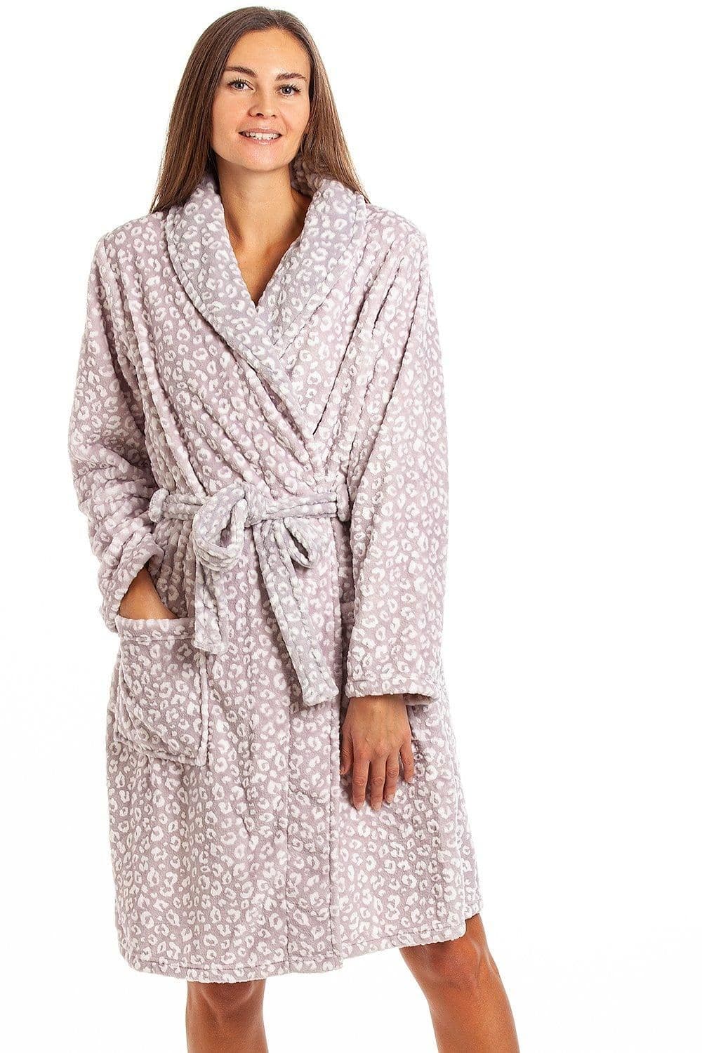Supersoft Shawl Collared Leopard Print Bathrobe