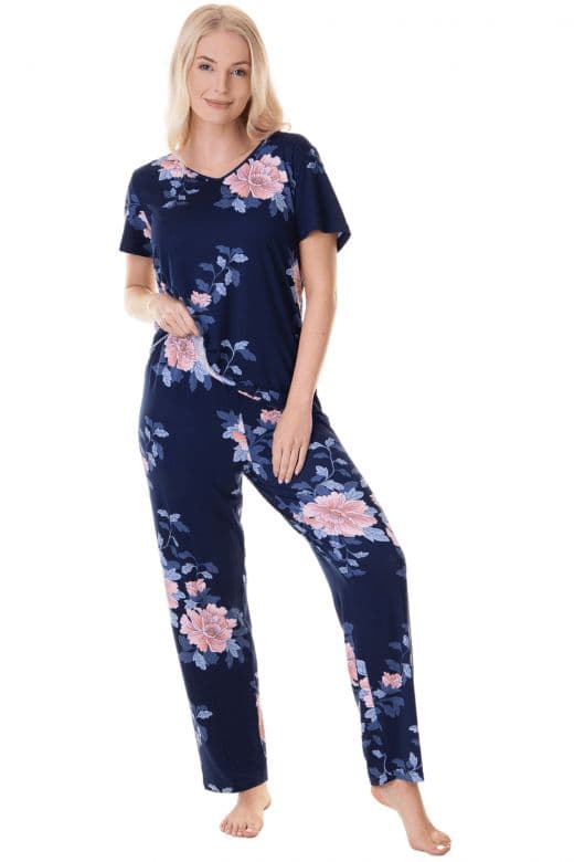 Lightweight Floral Print Pyjama Set Dark