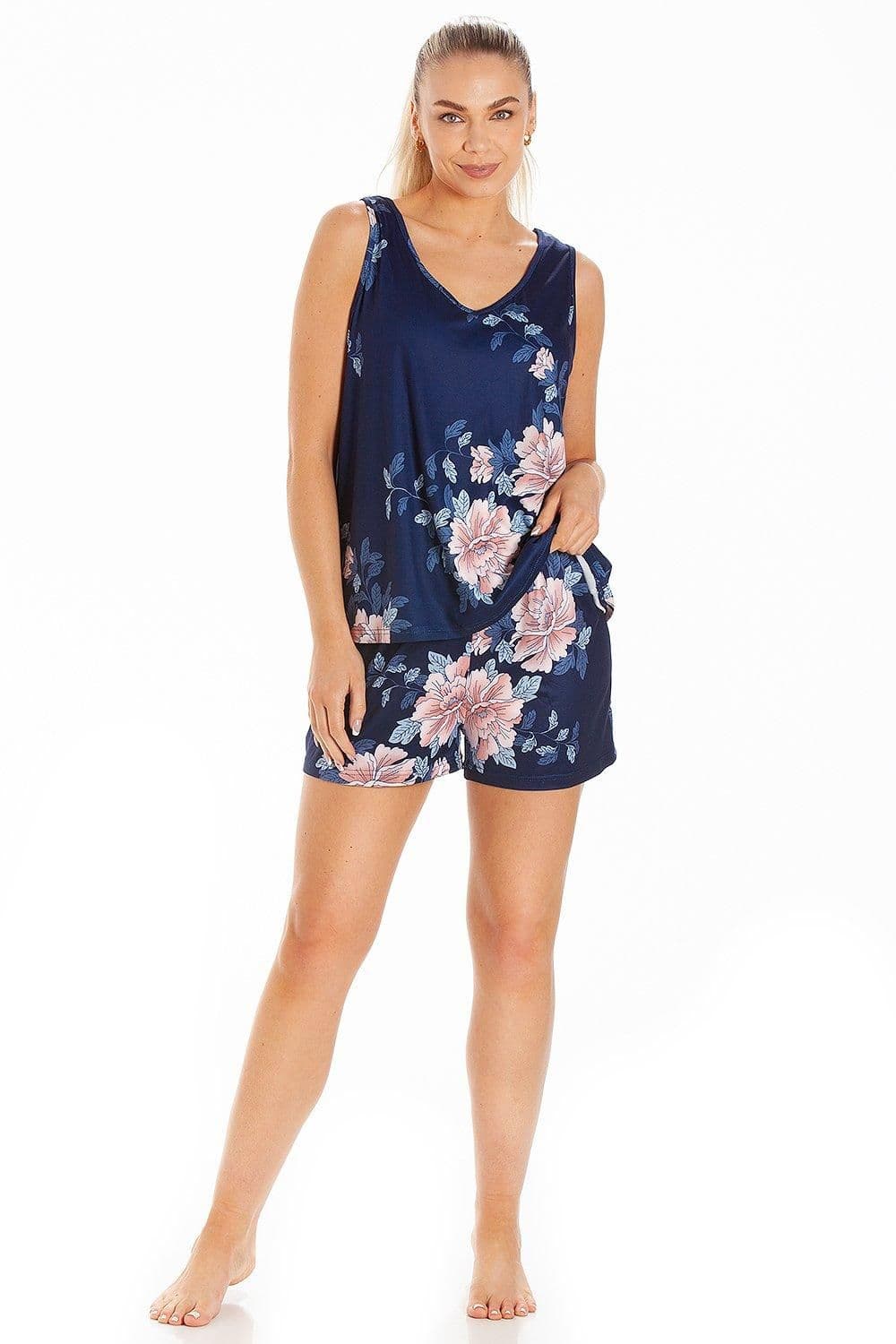Lightweight Floral Print Short Pyjama Set Dark