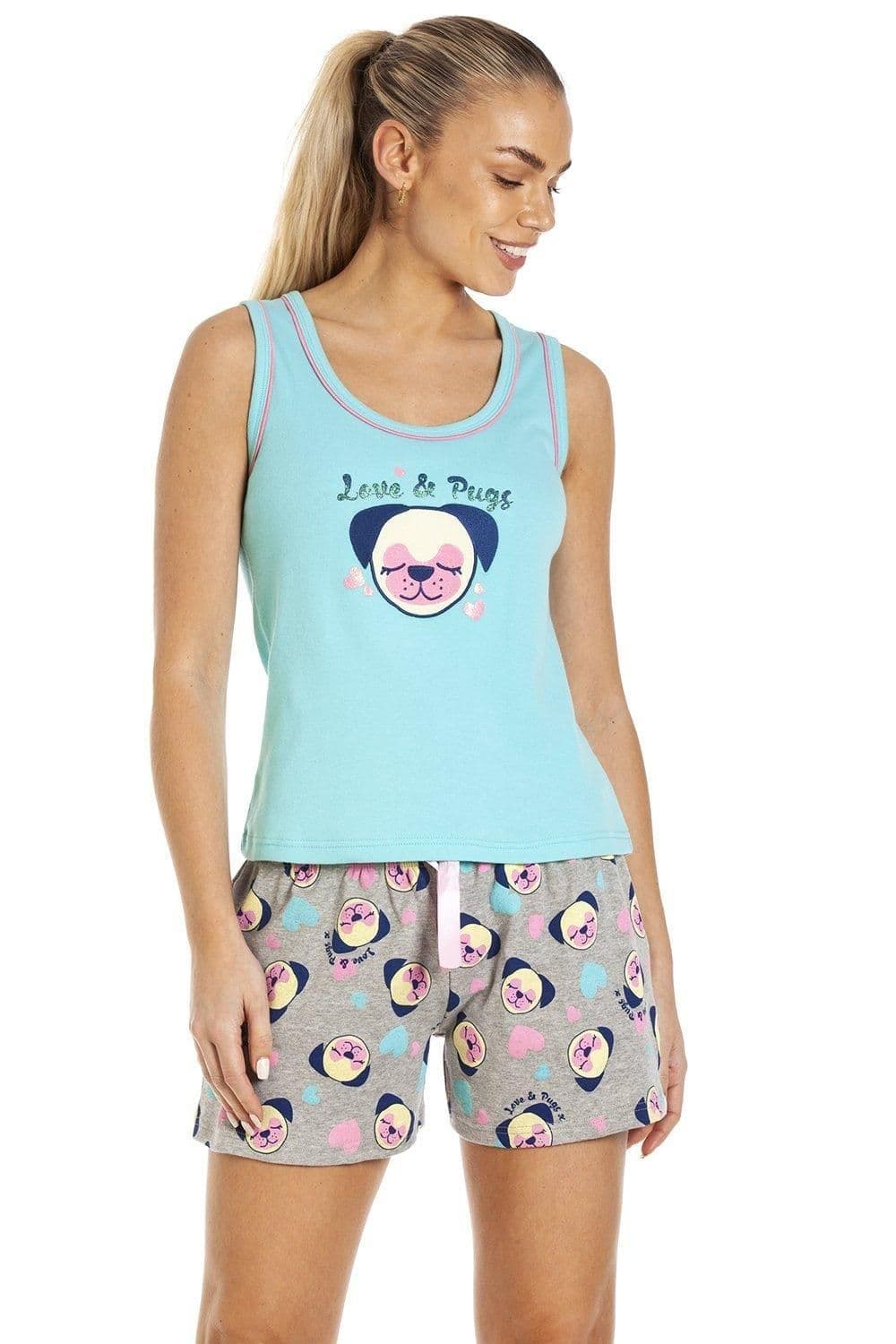 Dog Motif Short Cotton Pyjama Set