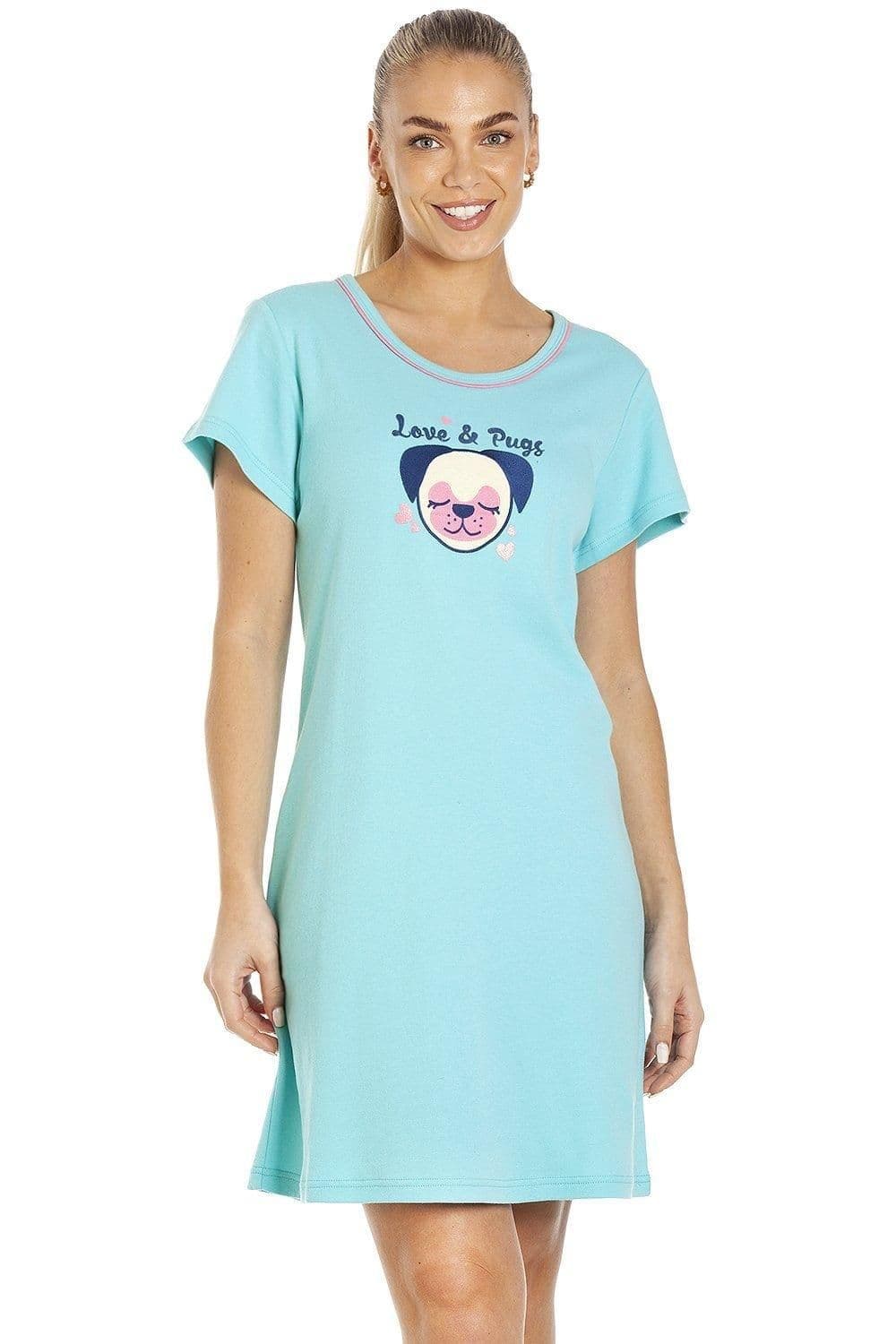 Short Sleeve Pug Summer Nightdress