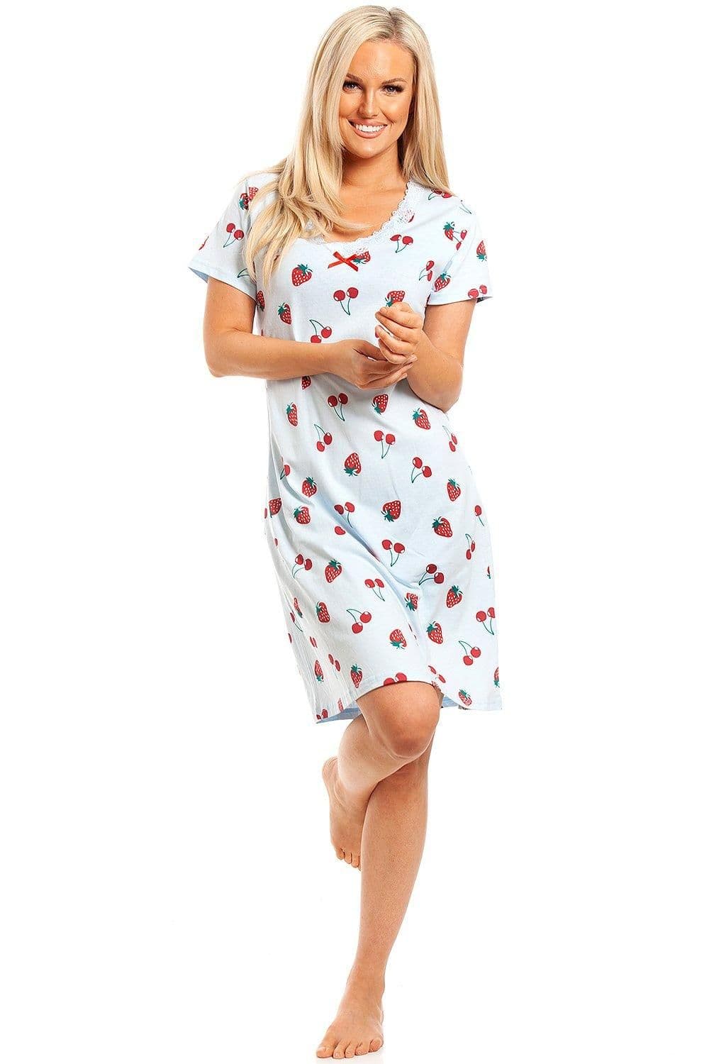 Strawberry Print Cotton Summer Nightshirt