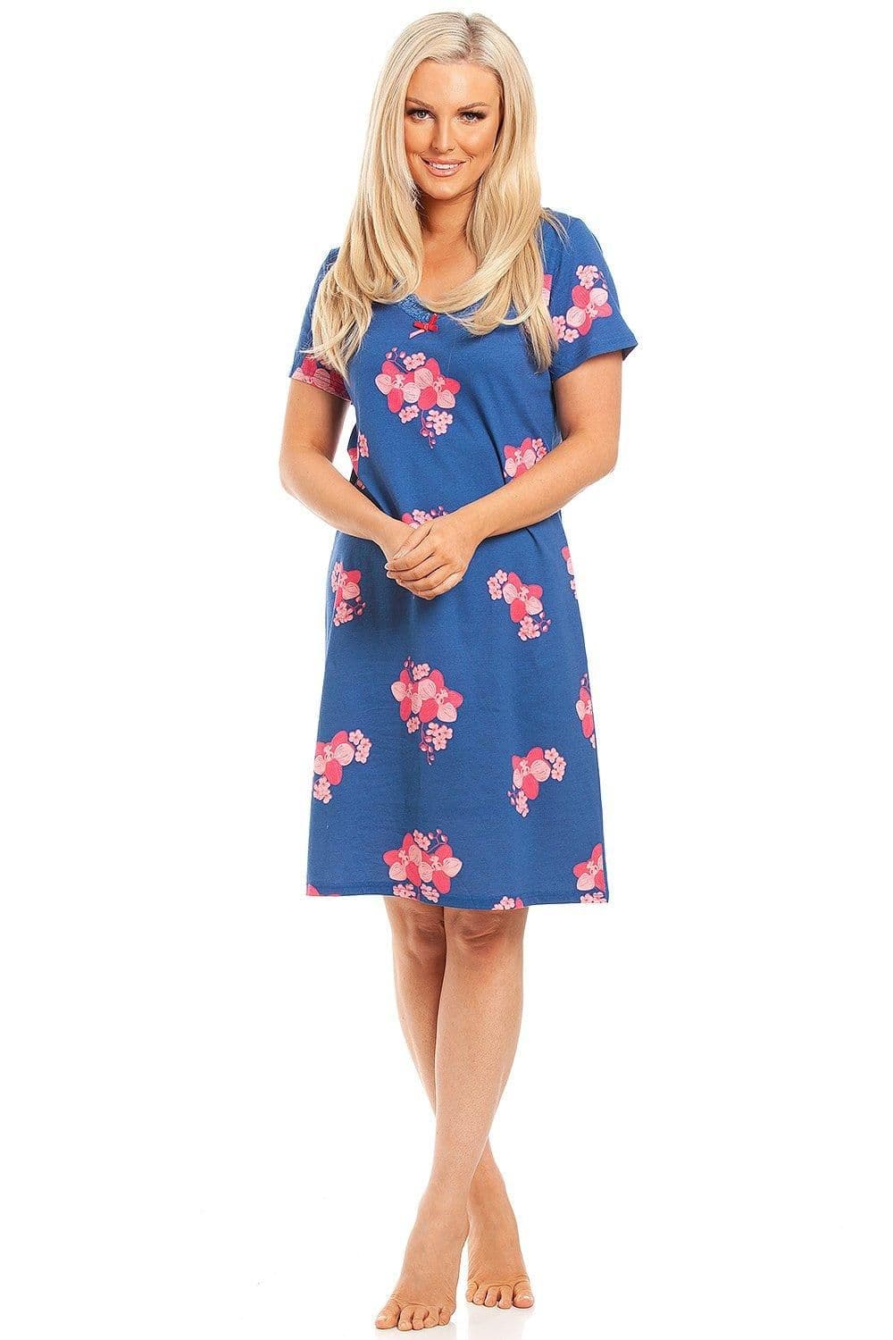 Orchid Floral Print Cotton Summer Nightshirt
