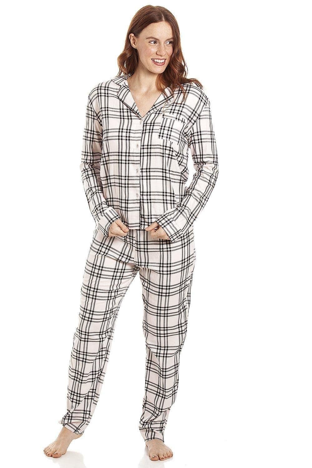 Two Piece Checkered Pyjama Set Pale