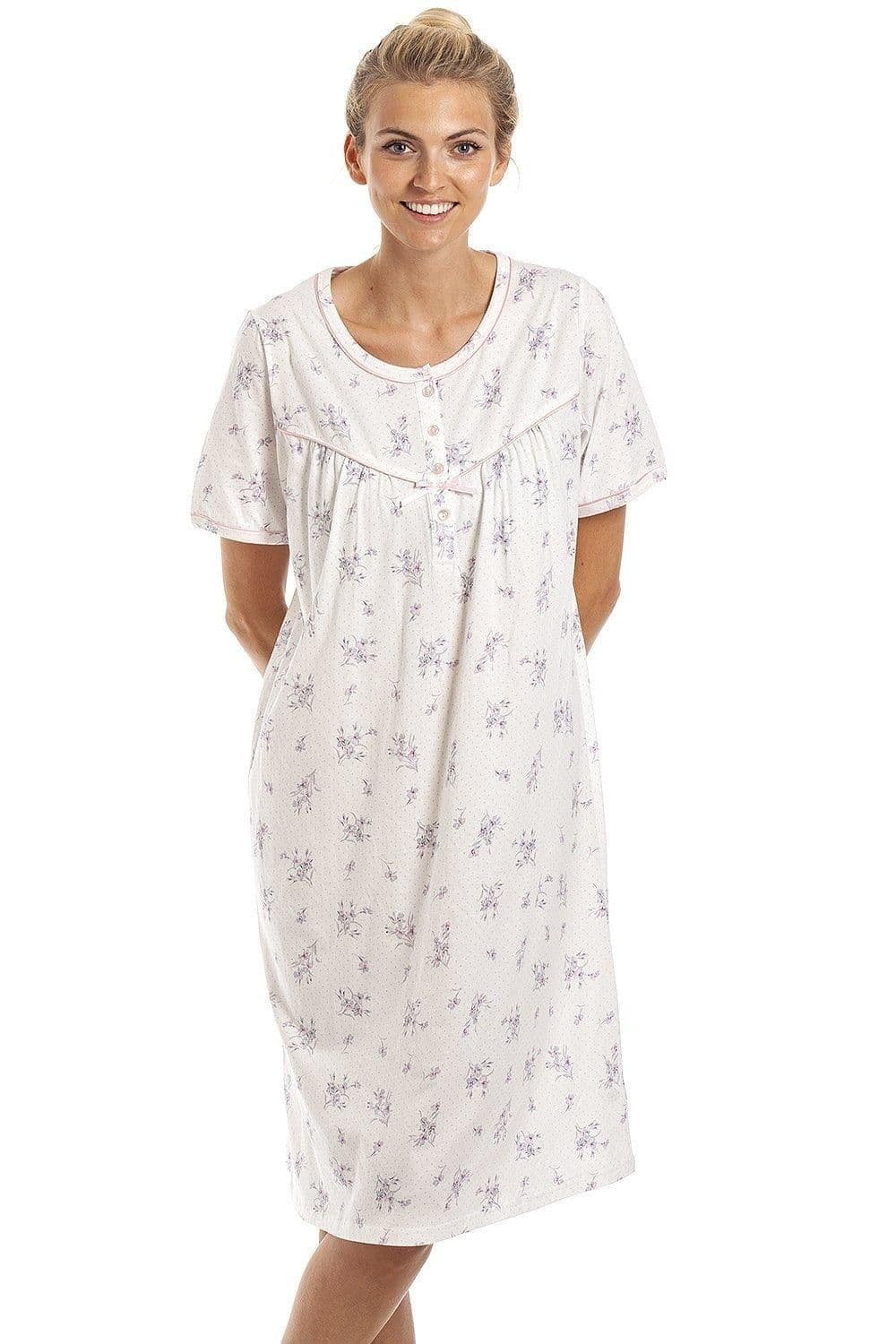 Classic Floral Dot Print Jersey Nightdress