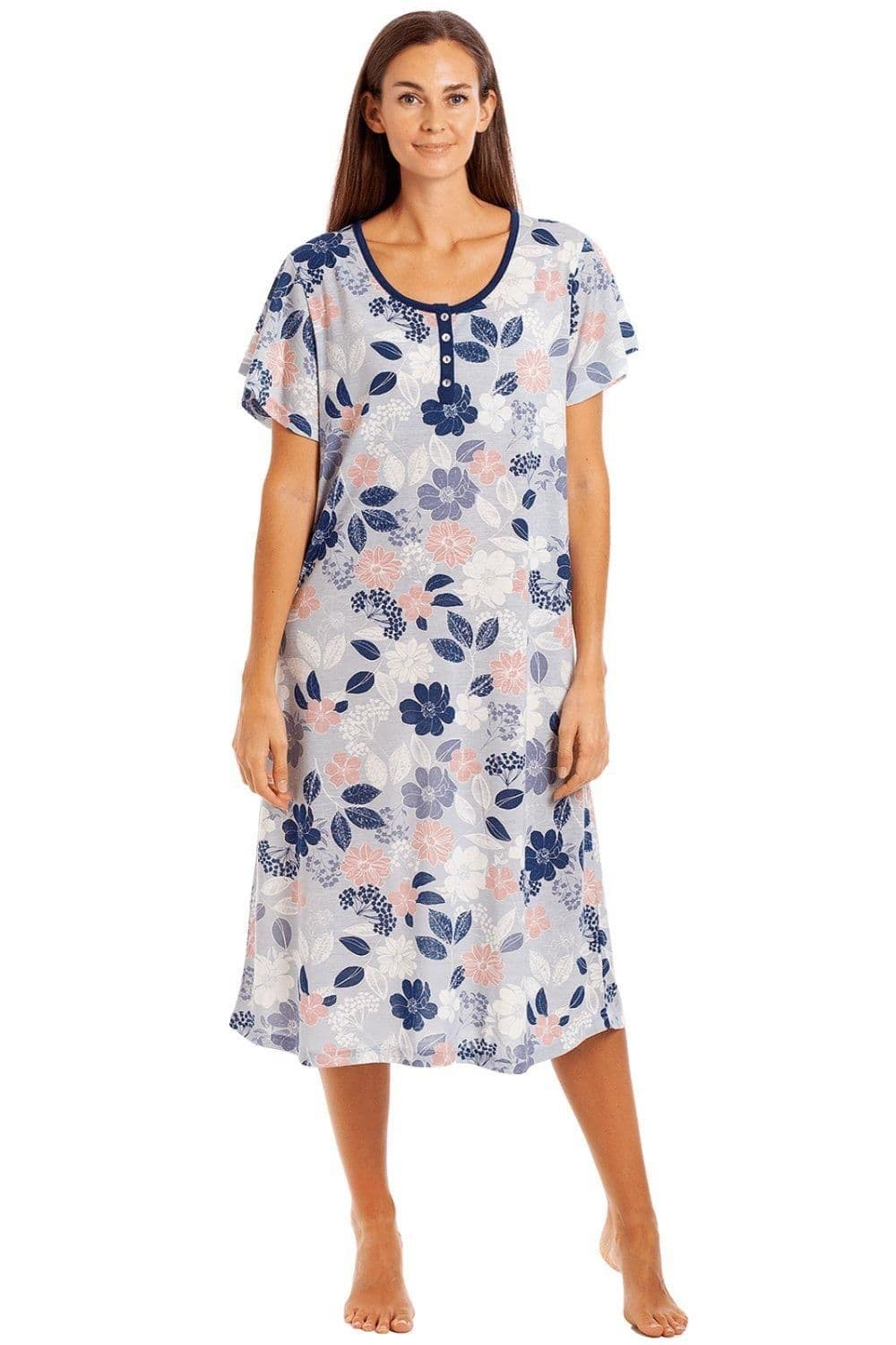Floral Leaf Print Jersey Nightdress