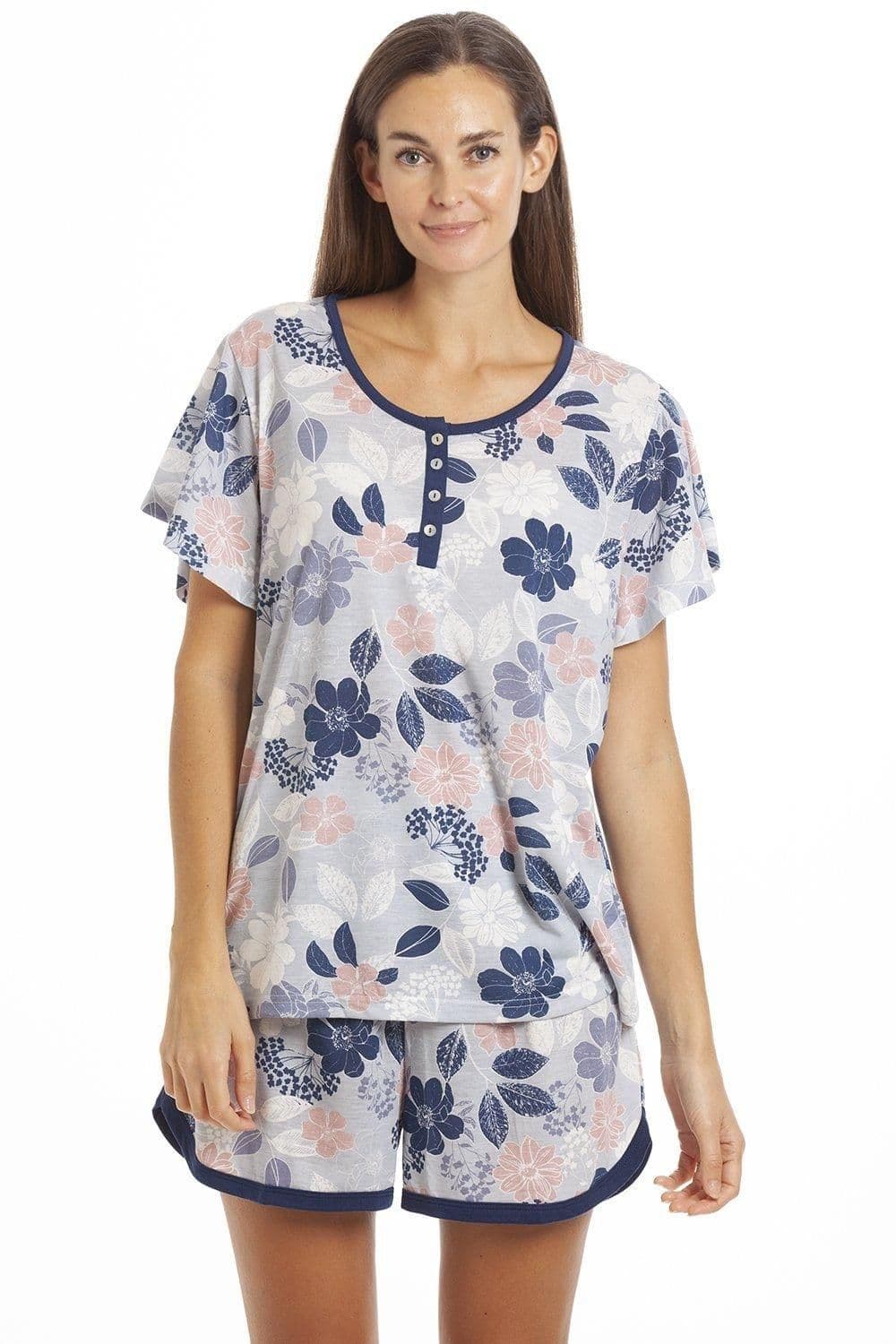 Floral Leaf Print Jersey Short Pyjama Set