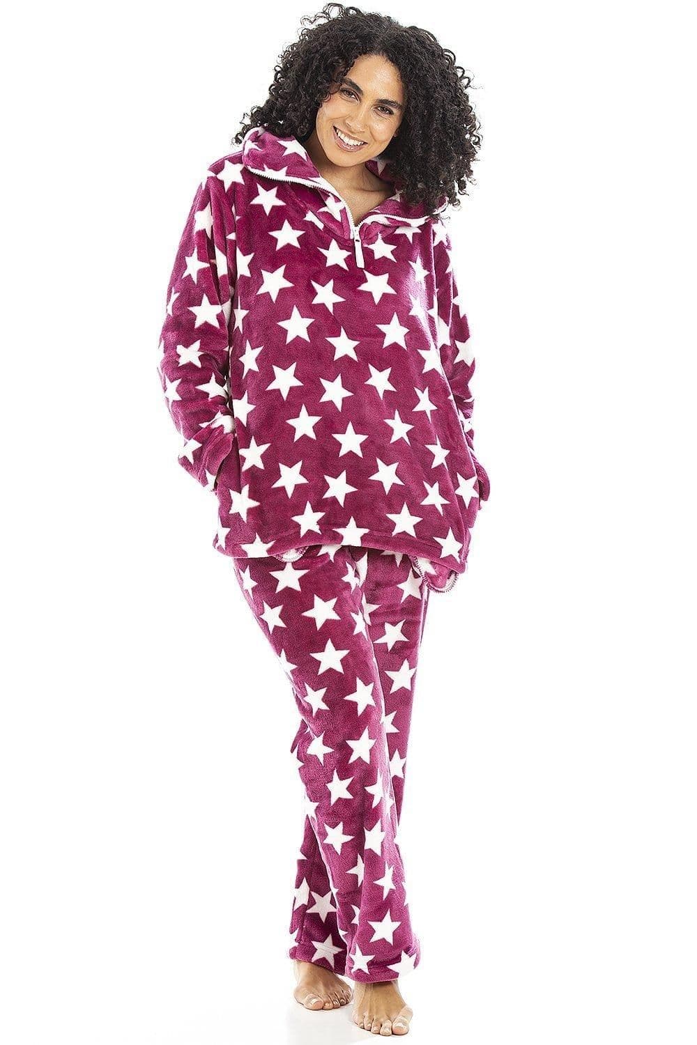 Star Print Pyjama Set Burgundy