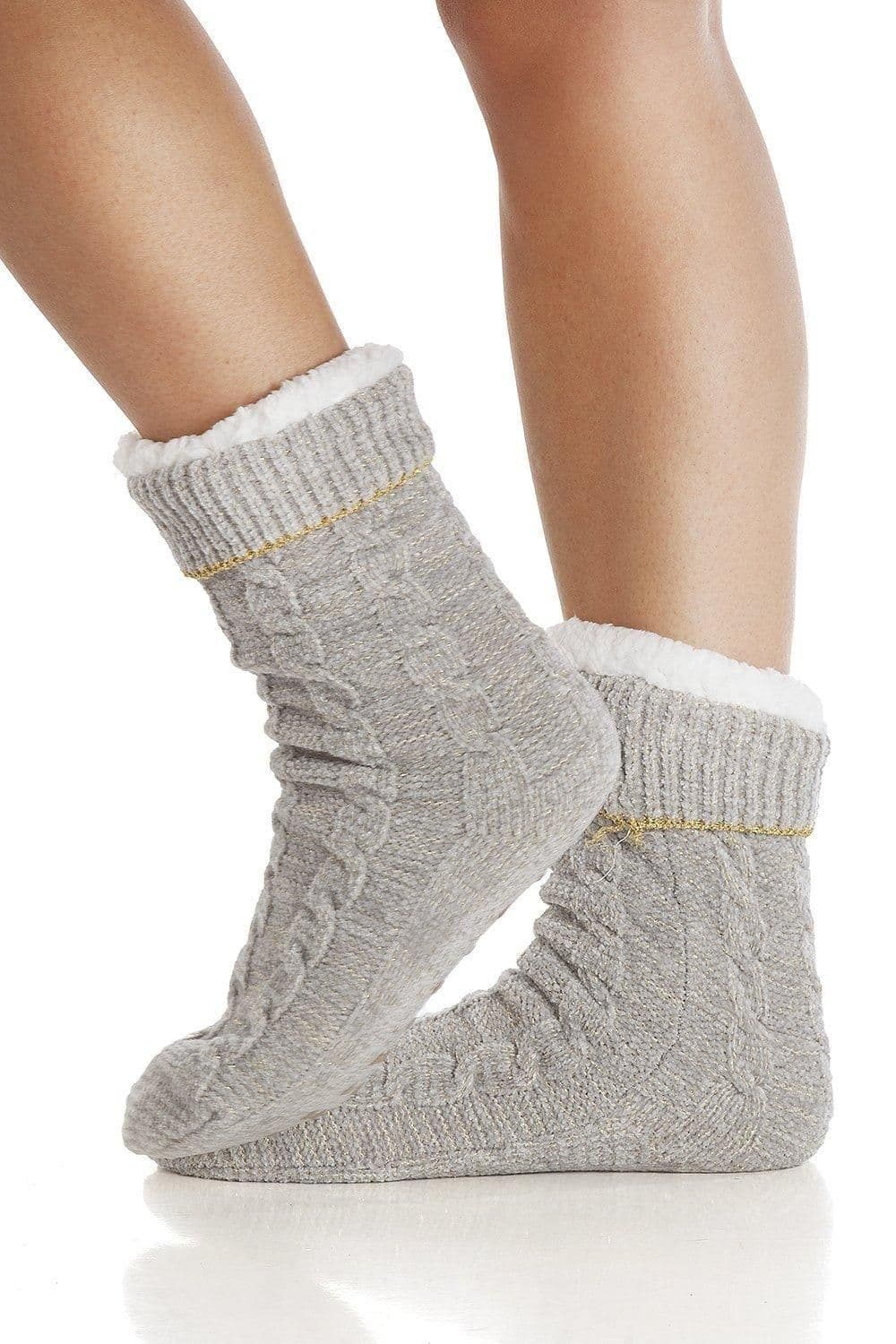 Chenille Cable Lurex Slipper Sock