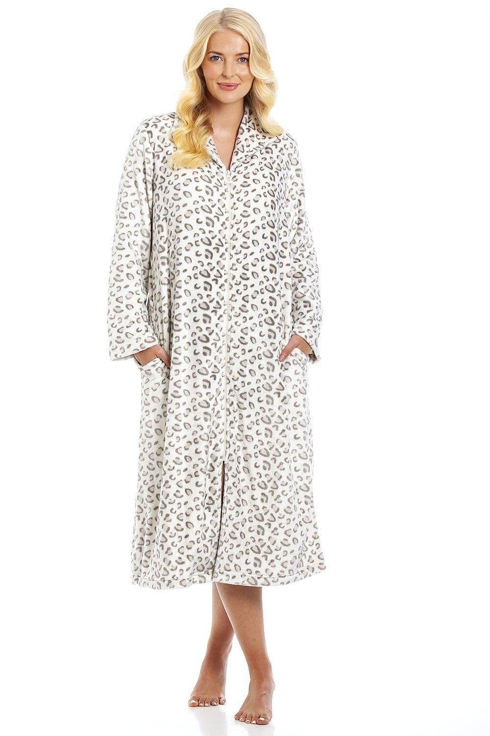 Supersoft Fleece Zip Up Animal Print Robes Light