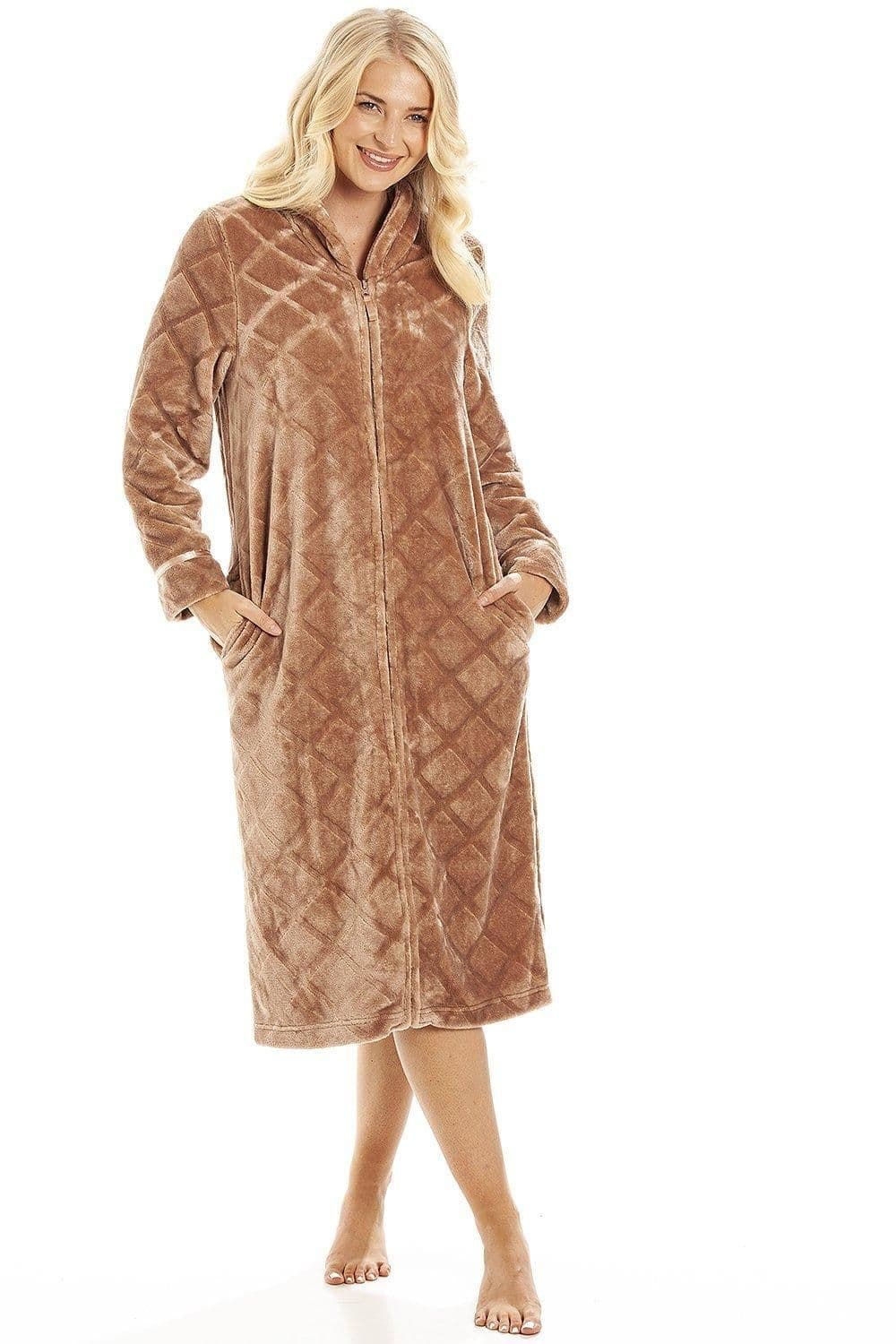 Classic Full Length Zip Through Housecoat Inseam Pockets
