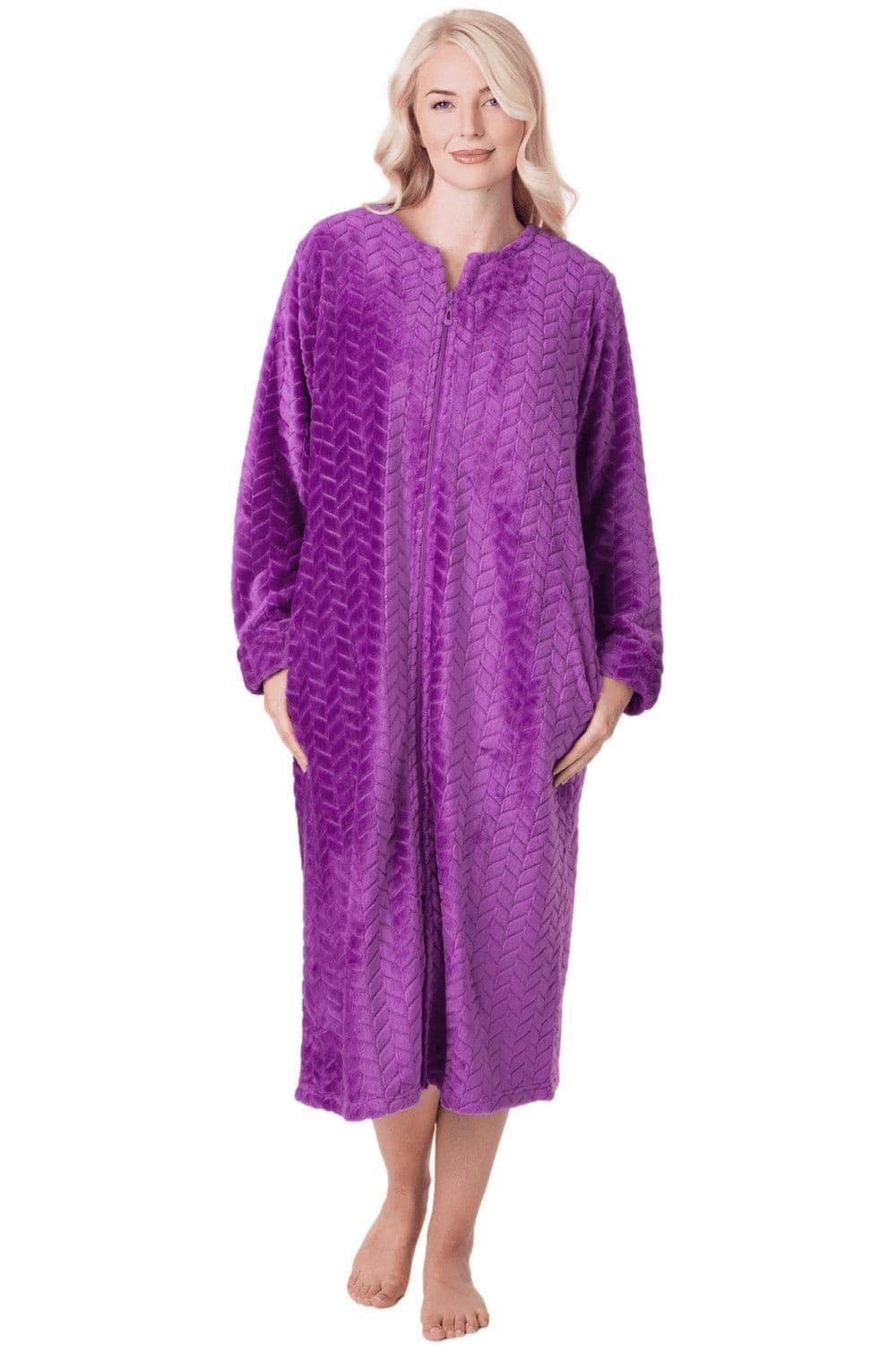 Supersoft Zip Front Embossed Housecoat
