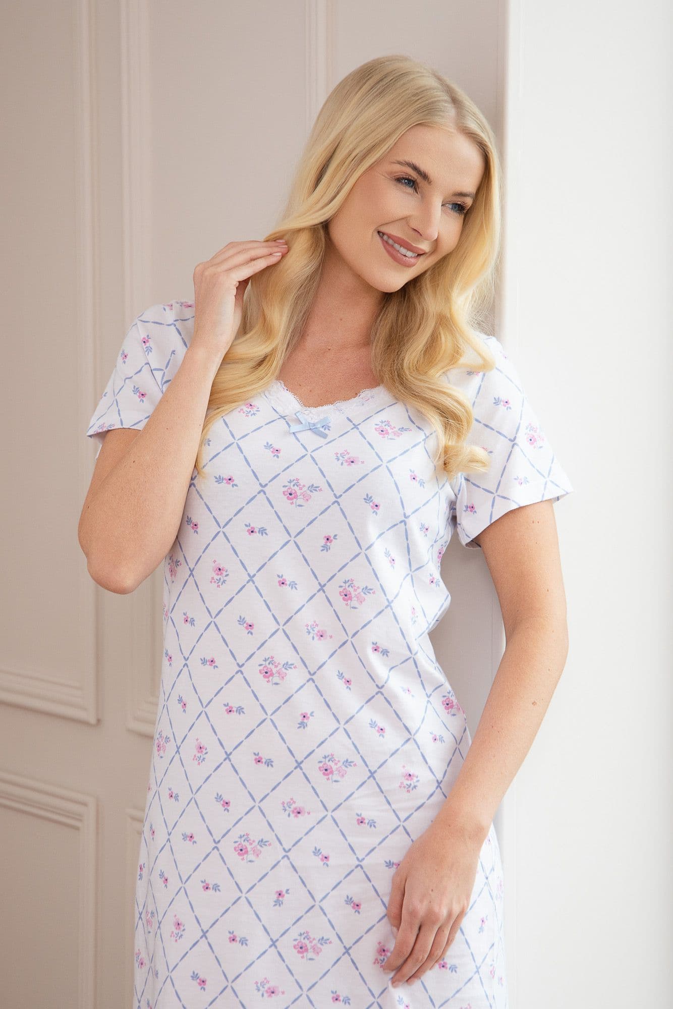 Diamond Print Cotton Summer Nightshirt