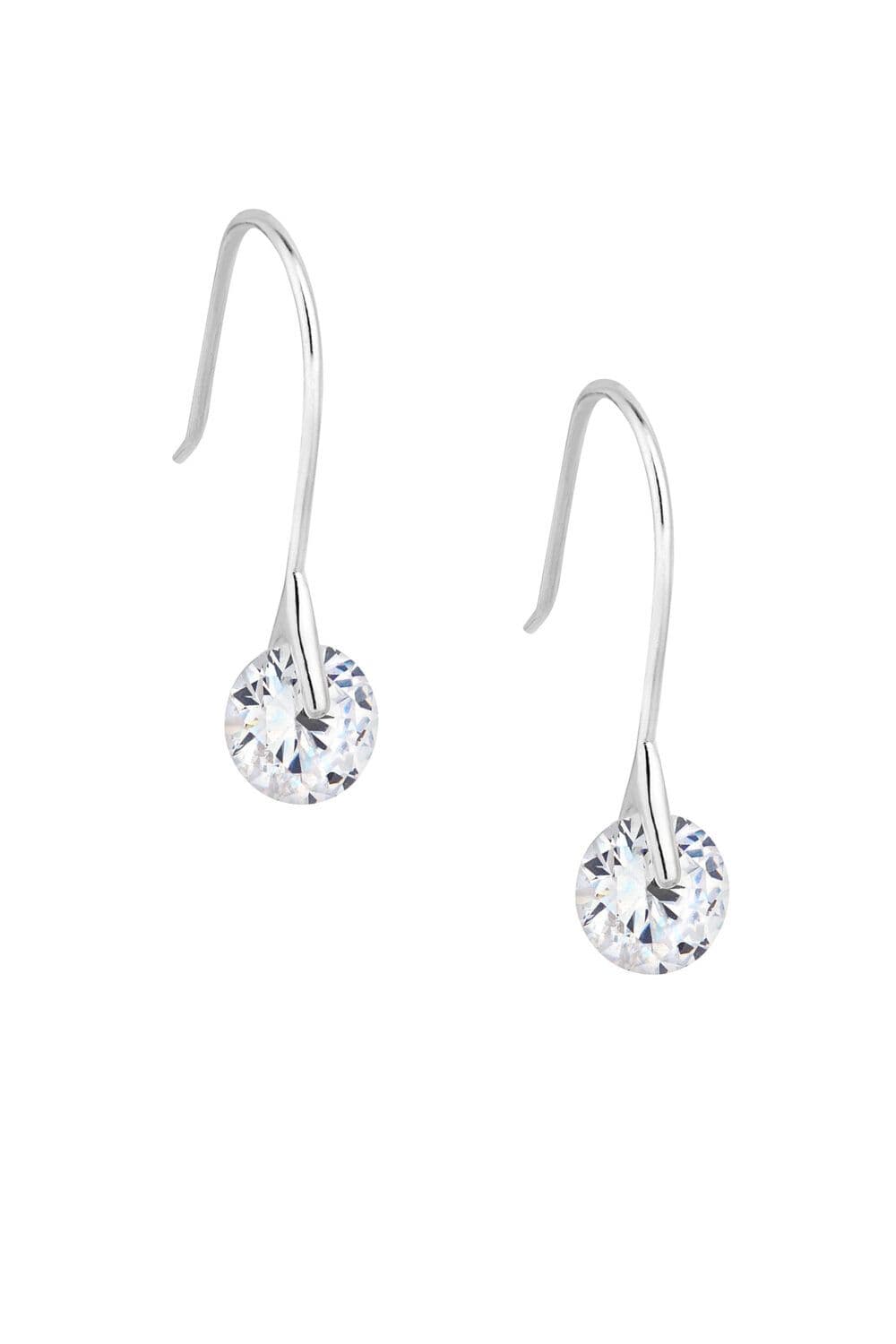 Sterling 925 Cubic Zirconia Round Brilliant Drop Earrings