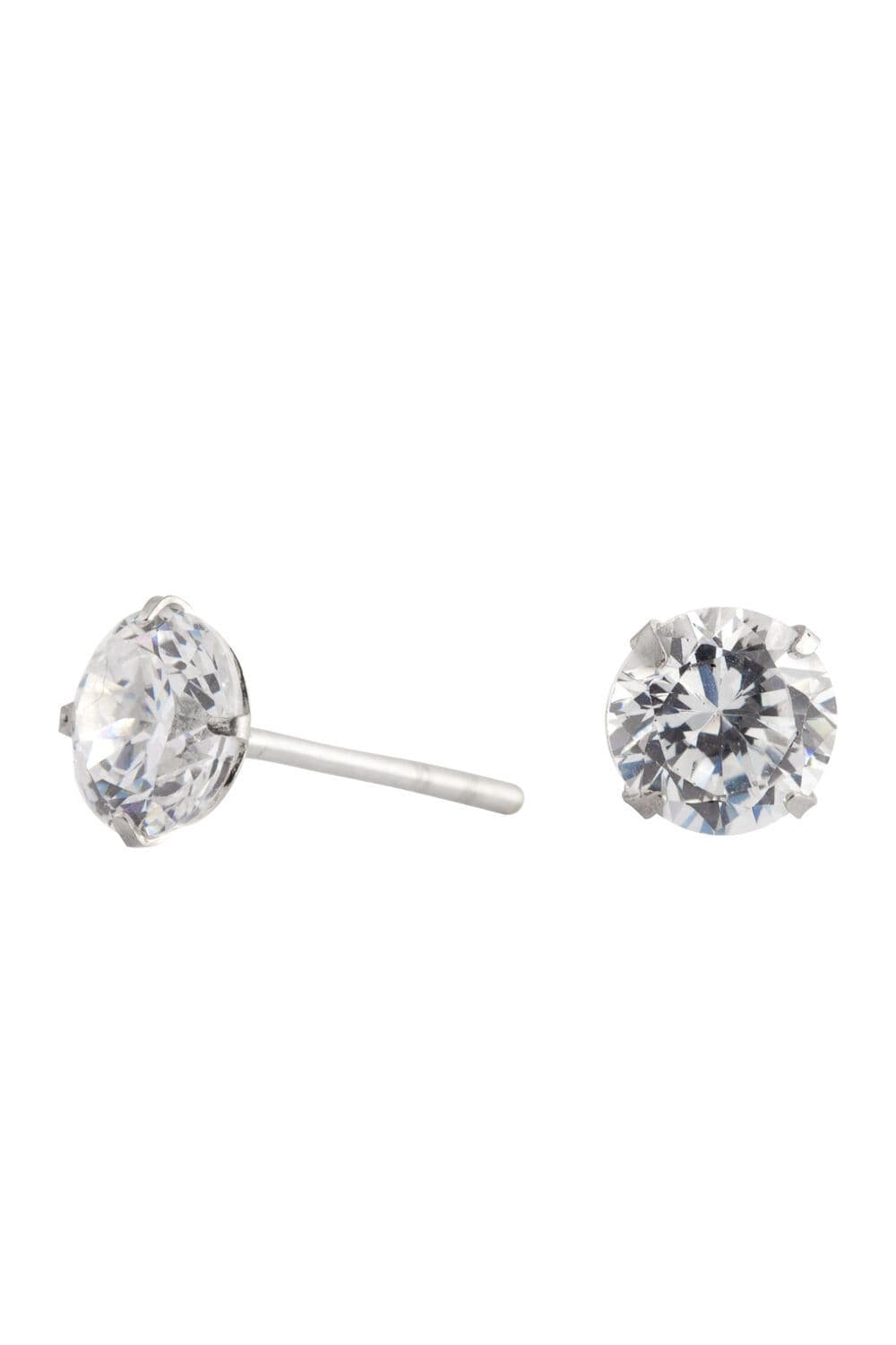 Sterling 925 Cubic Zirconia 6Mm Round Stud Earrings