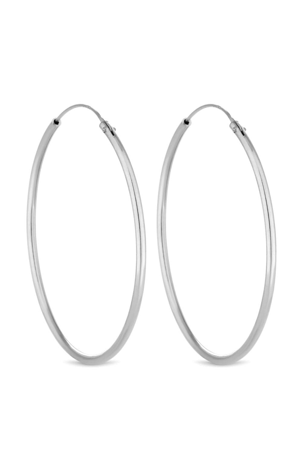 Sterling 925 40mm Sleeper Hoop Earrings
