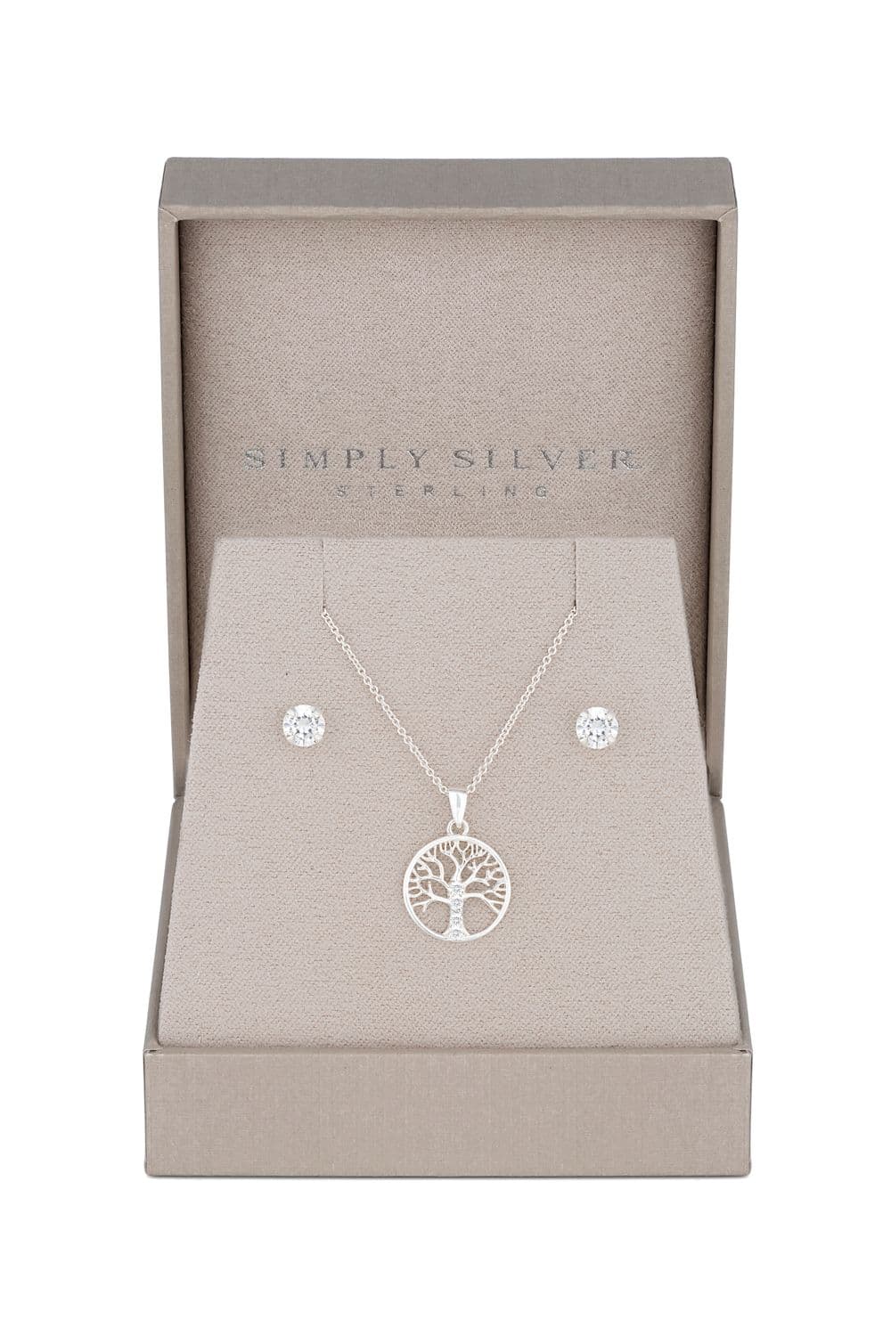 Sterling 925 Cubic Zirconia Tree Love Jewellery Set Gift Boxed