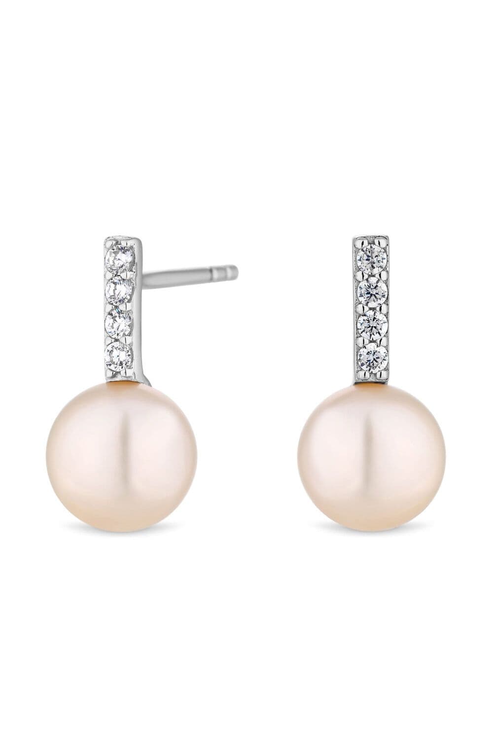 Sterling 925 Freshwater Pearl Bar Stud Earrings