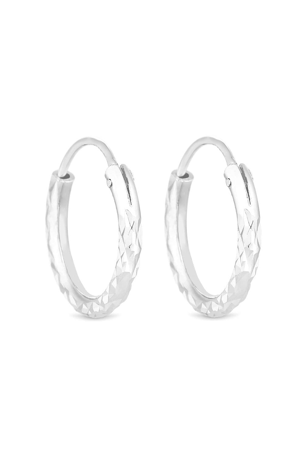Sterling 925 Mini Diamond Cut Hoop Earrings
