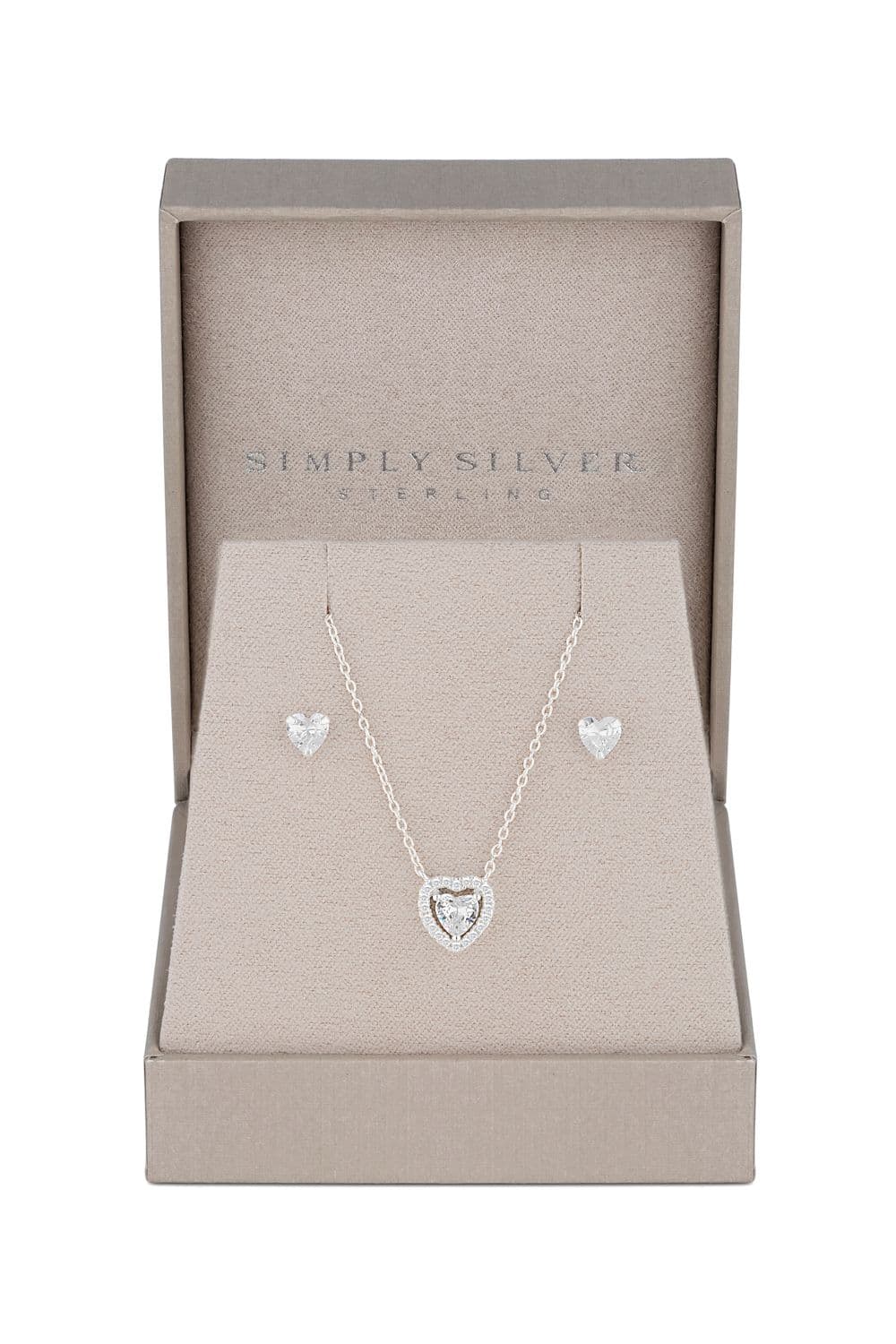 Sterling 925 Halo Heart Jewellery Set Gift Boxed