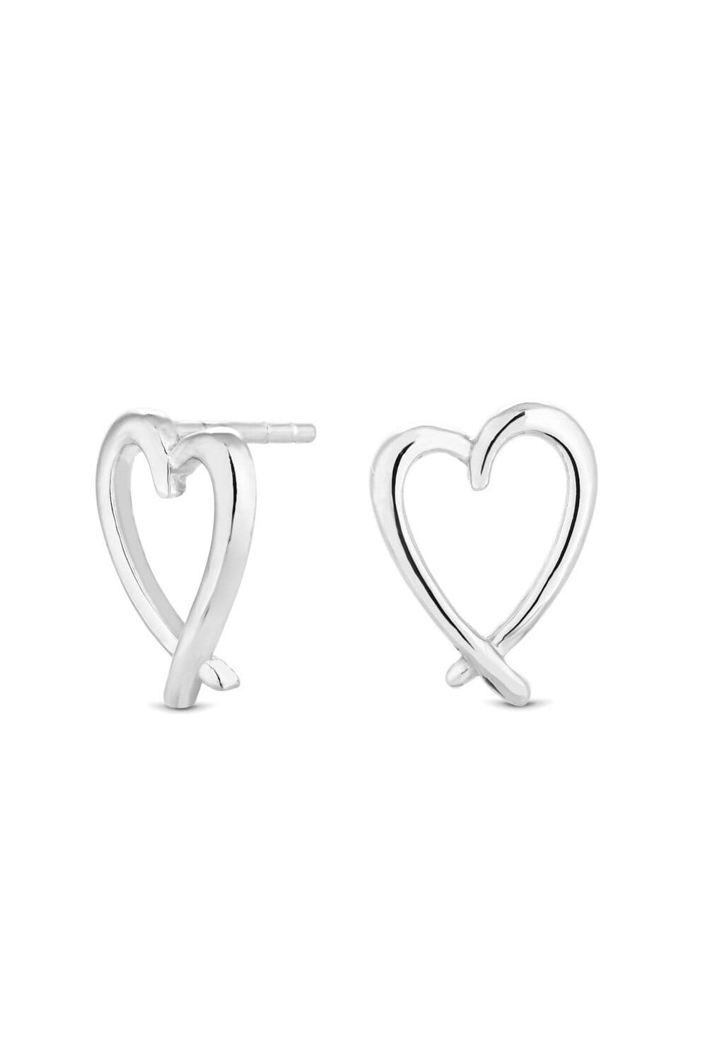 Sterling 925 Open Heart Stud Earrings