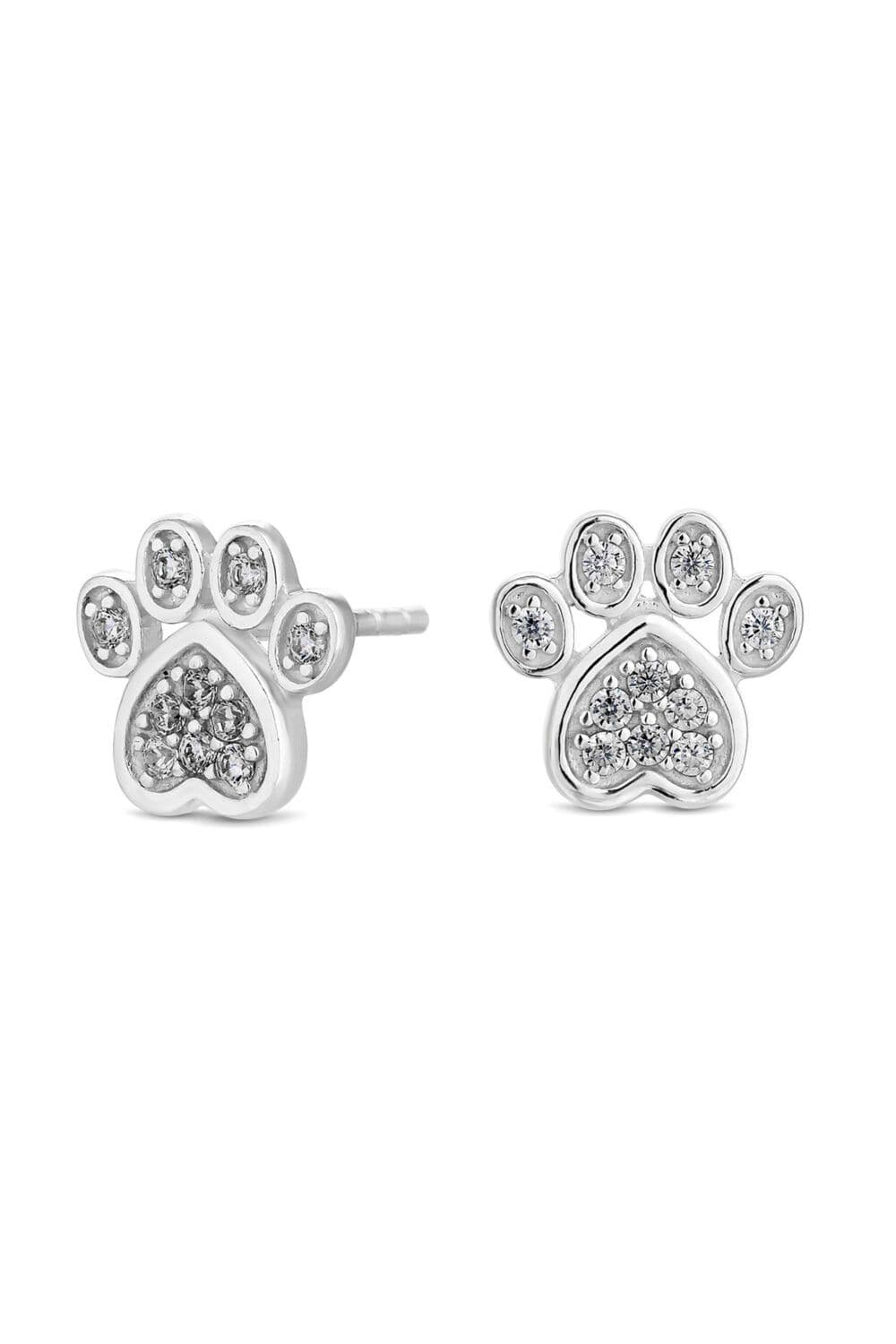 Sterling 925 Cubic Zirconia Paw Print Stud Earrings