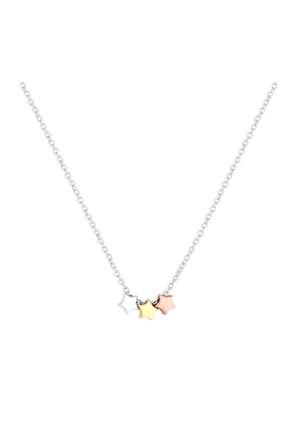 Sterling 925 Tri Tone Star Necklace Jewellery Gift Boxed