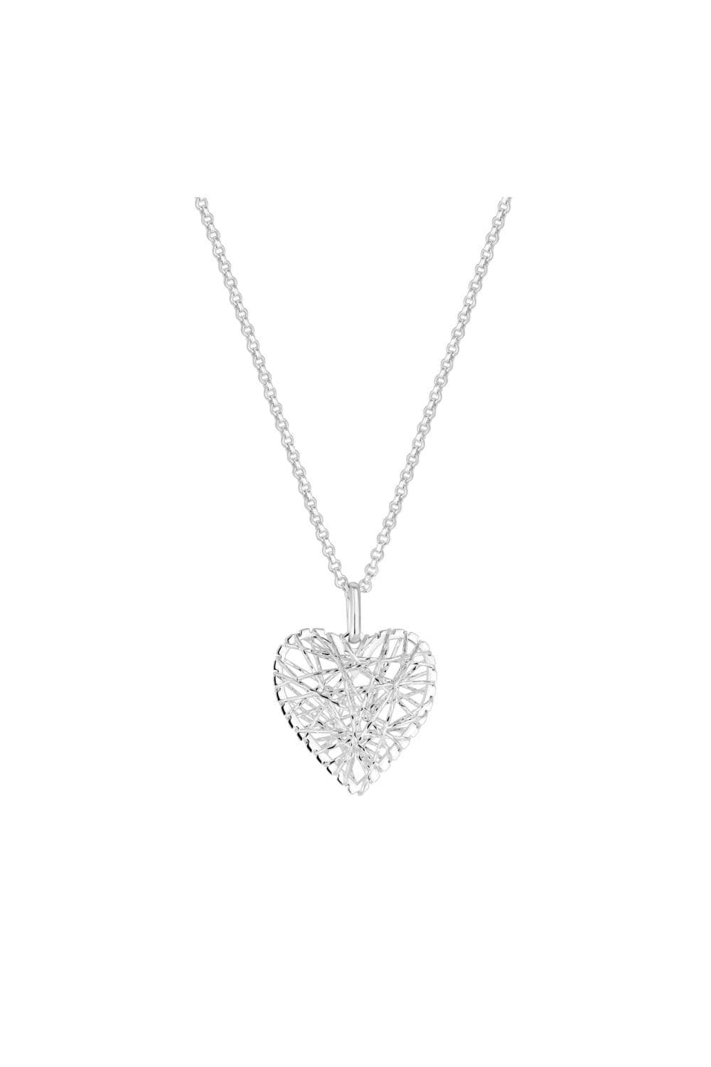 Sterling 925 Wire Wrap Heart Pendant Necklace