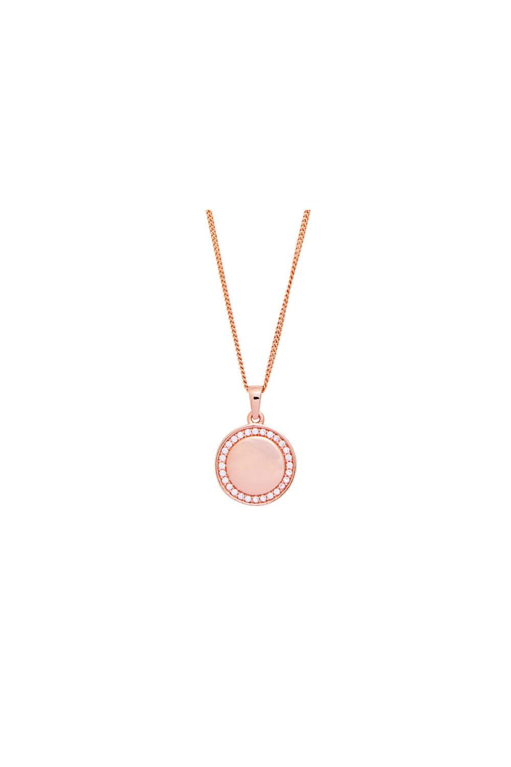 Rose Gold Plated Sterling Cubic Zirconia Round Necklace
