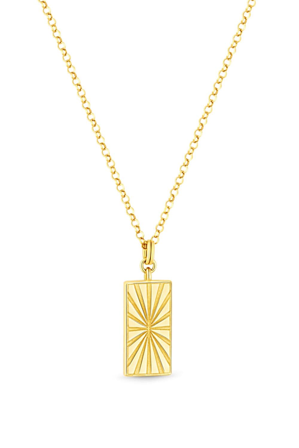 14ct Plated Sterling 925 Cubic Zirconia Rectangle Mystic Pendant