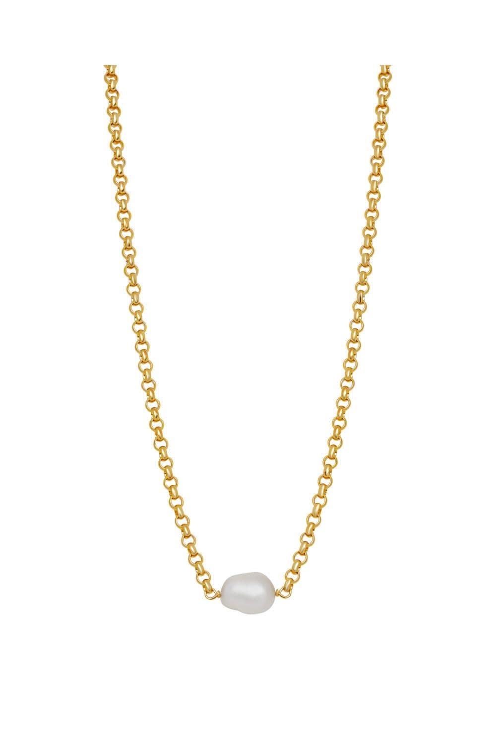 14ct Plated Sterling Baroque Pearl Belcher Necklace