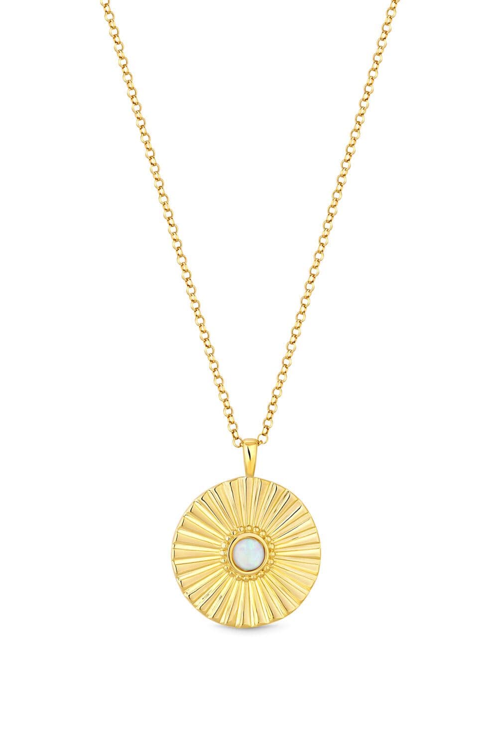 14ct Plated Sterling 925 Opal Pendant Necklace