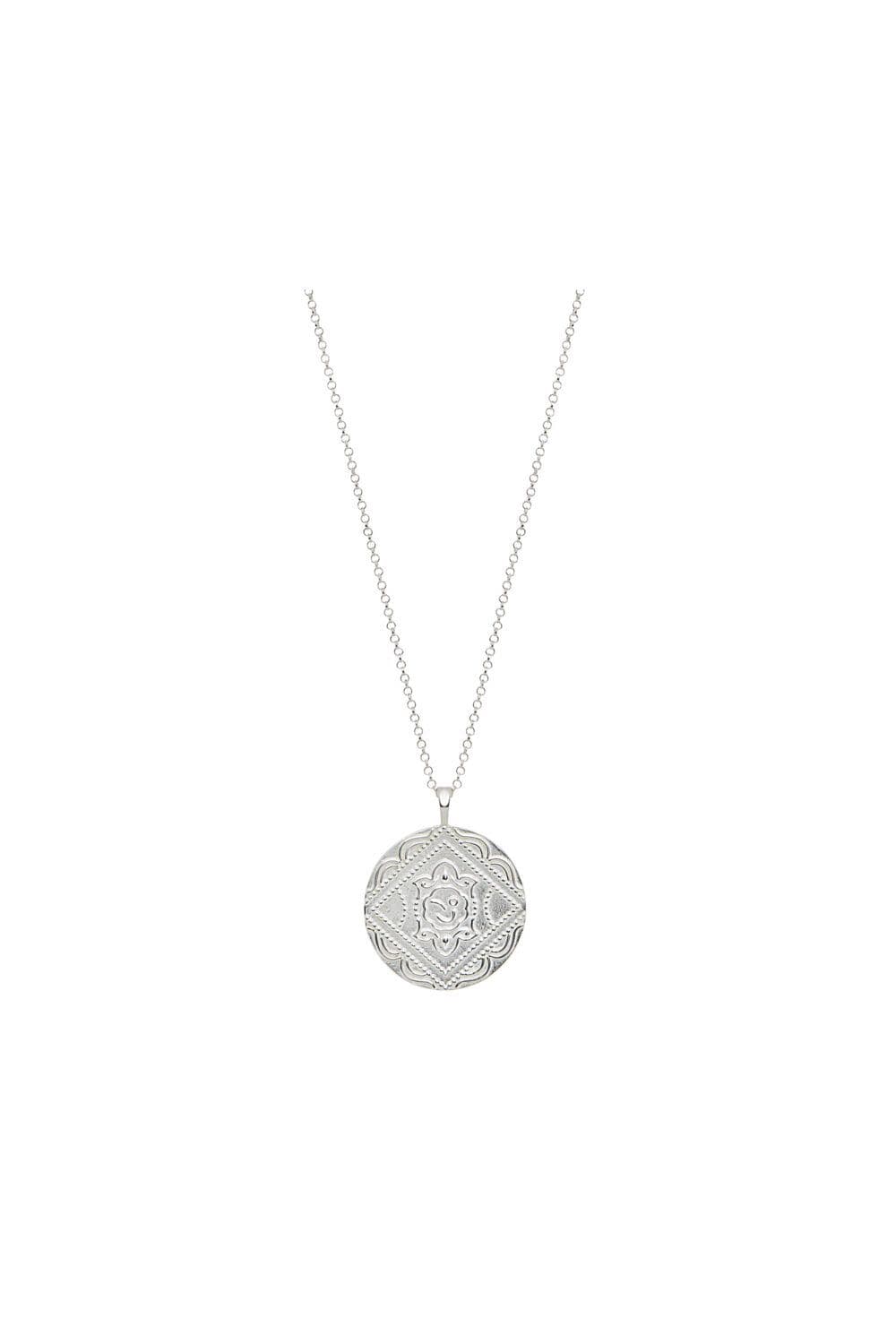 Sterling 925 Embossed Round Pendant Necklace