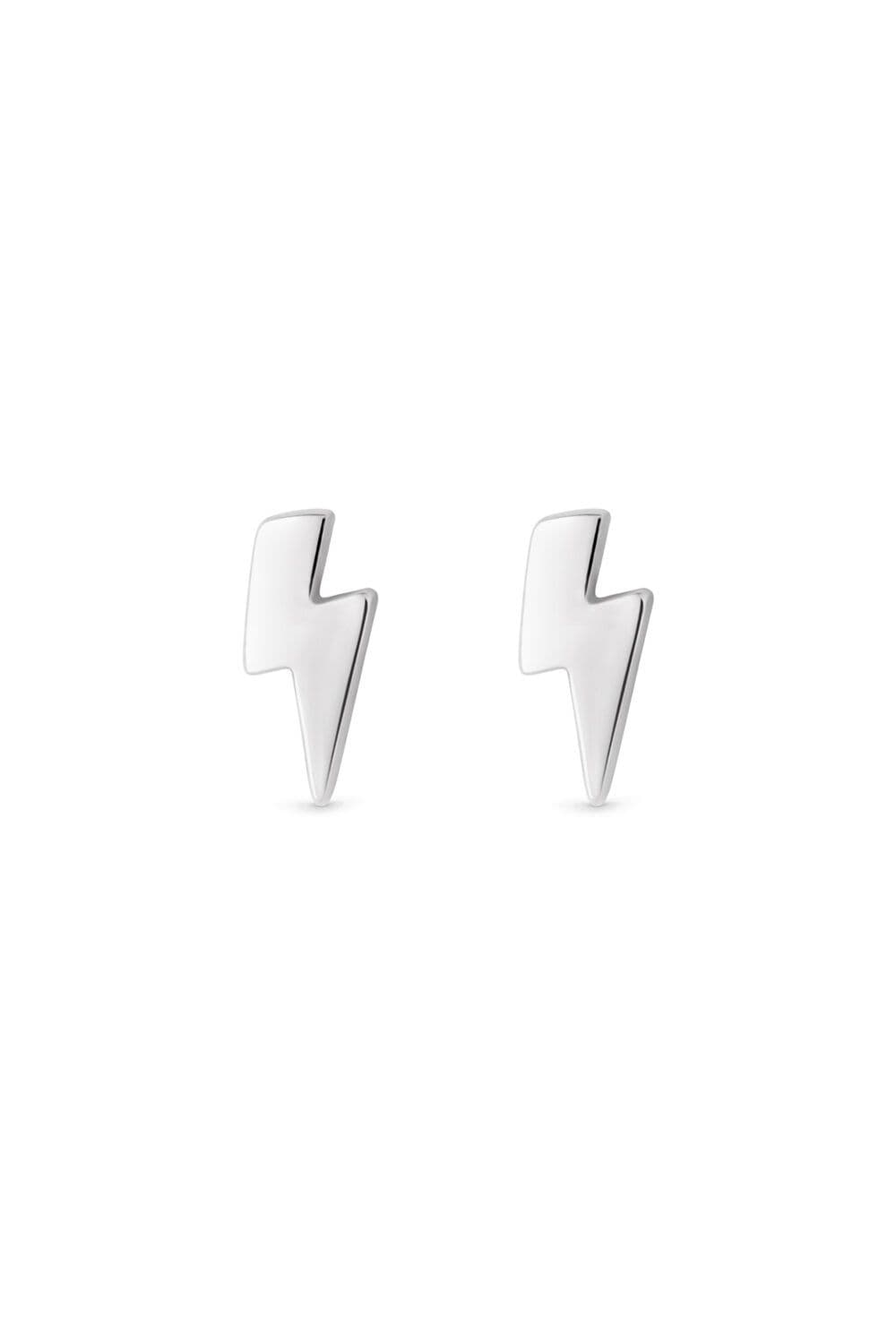 Sterling 925 Polished Lightening Bolt Stud Earrings
