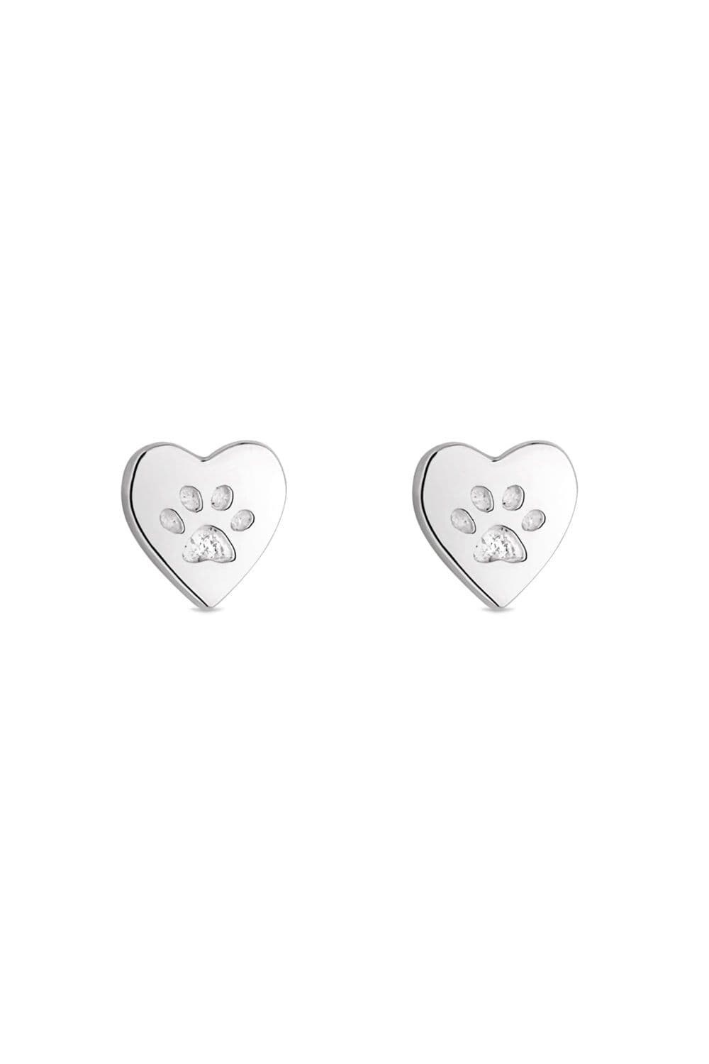 Sterling 925 Heart Paw Stud Earrings