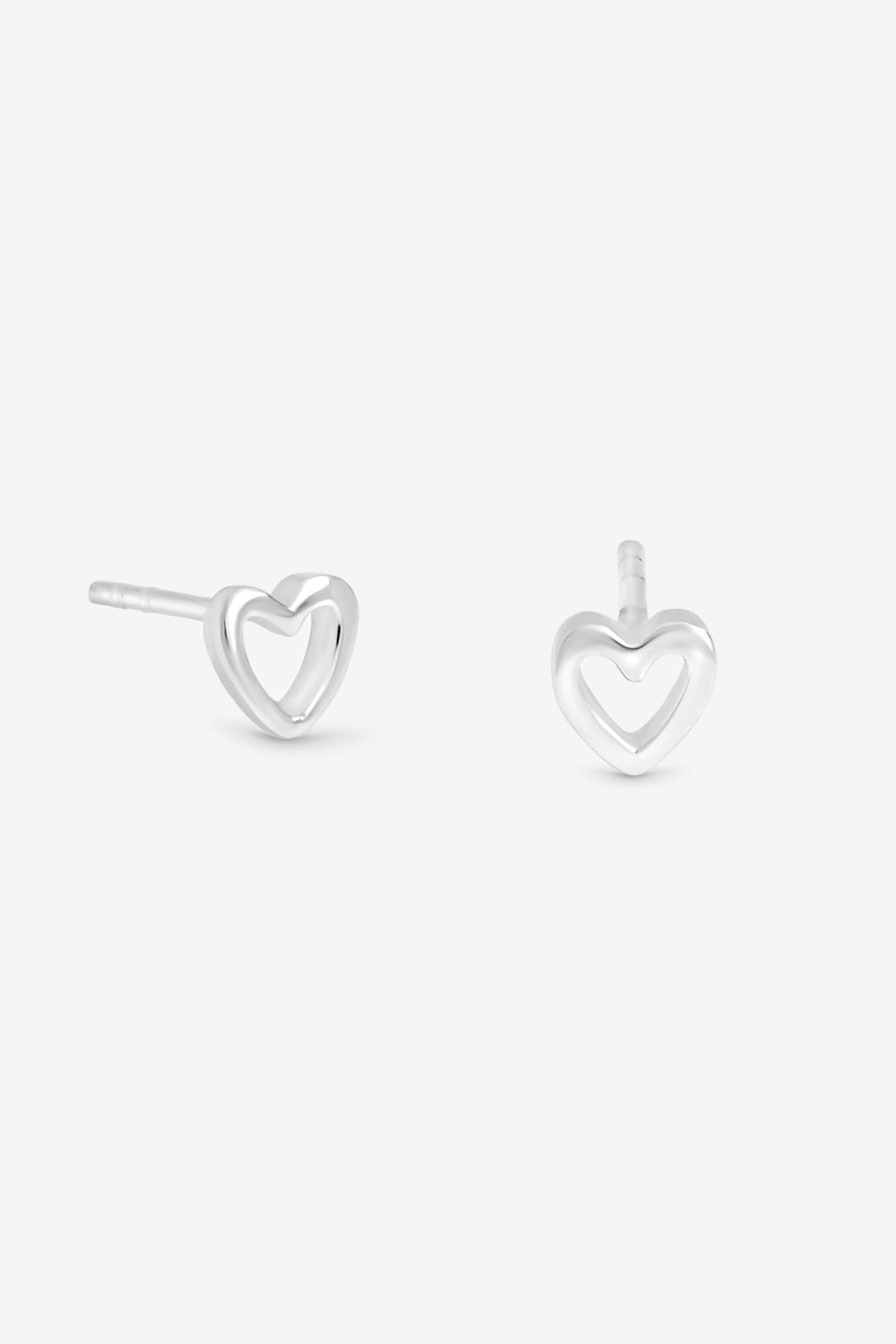 Sterling 925 Open Heart Stud Earrings