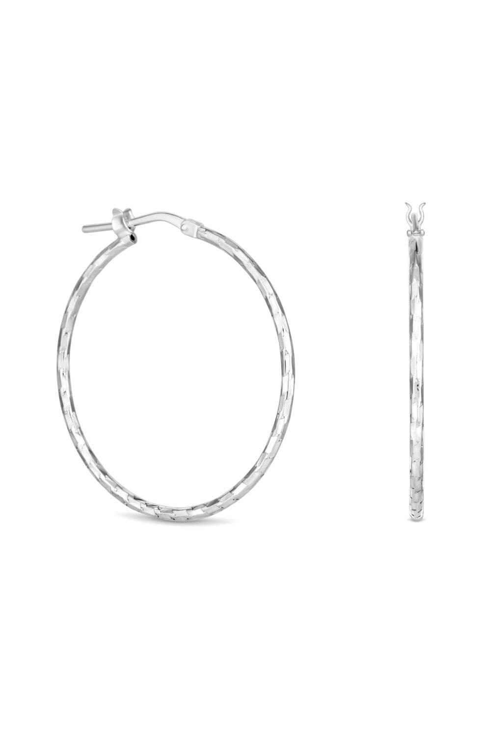 Sterling 925 Fine Diamond Cut Hoop Earrings