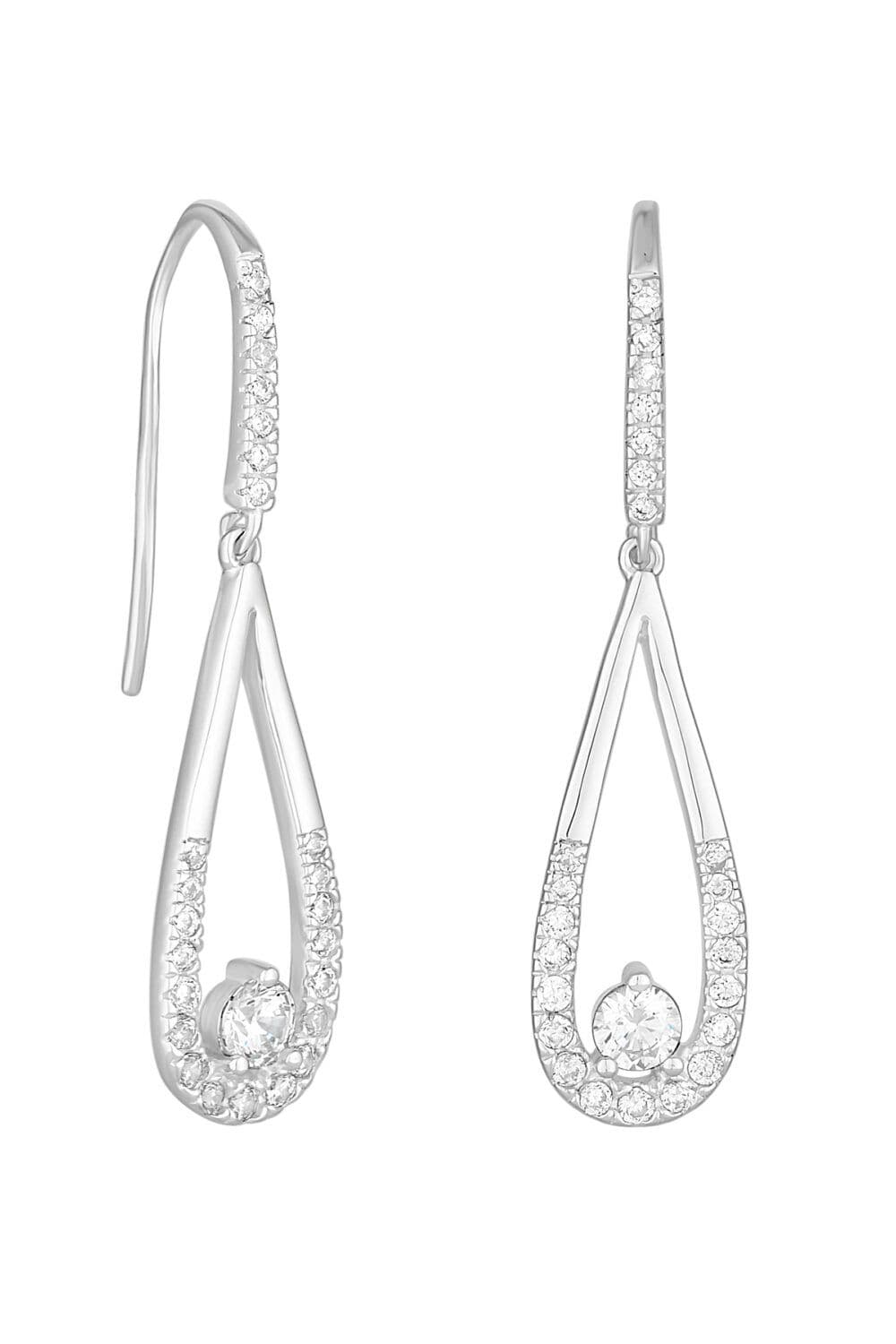 Sterling 925 Cubic Zirconia Sleek Teardrop Drop Earrings