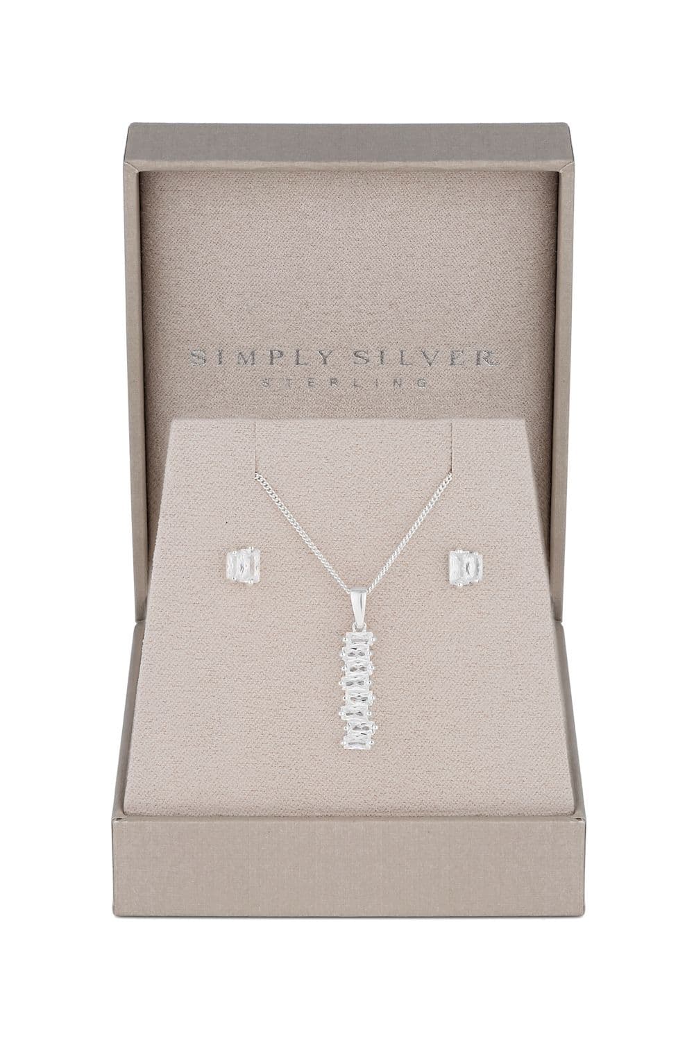 Sterling 925 Cubic Zirconia Icicle Stick Set Gift Boxed