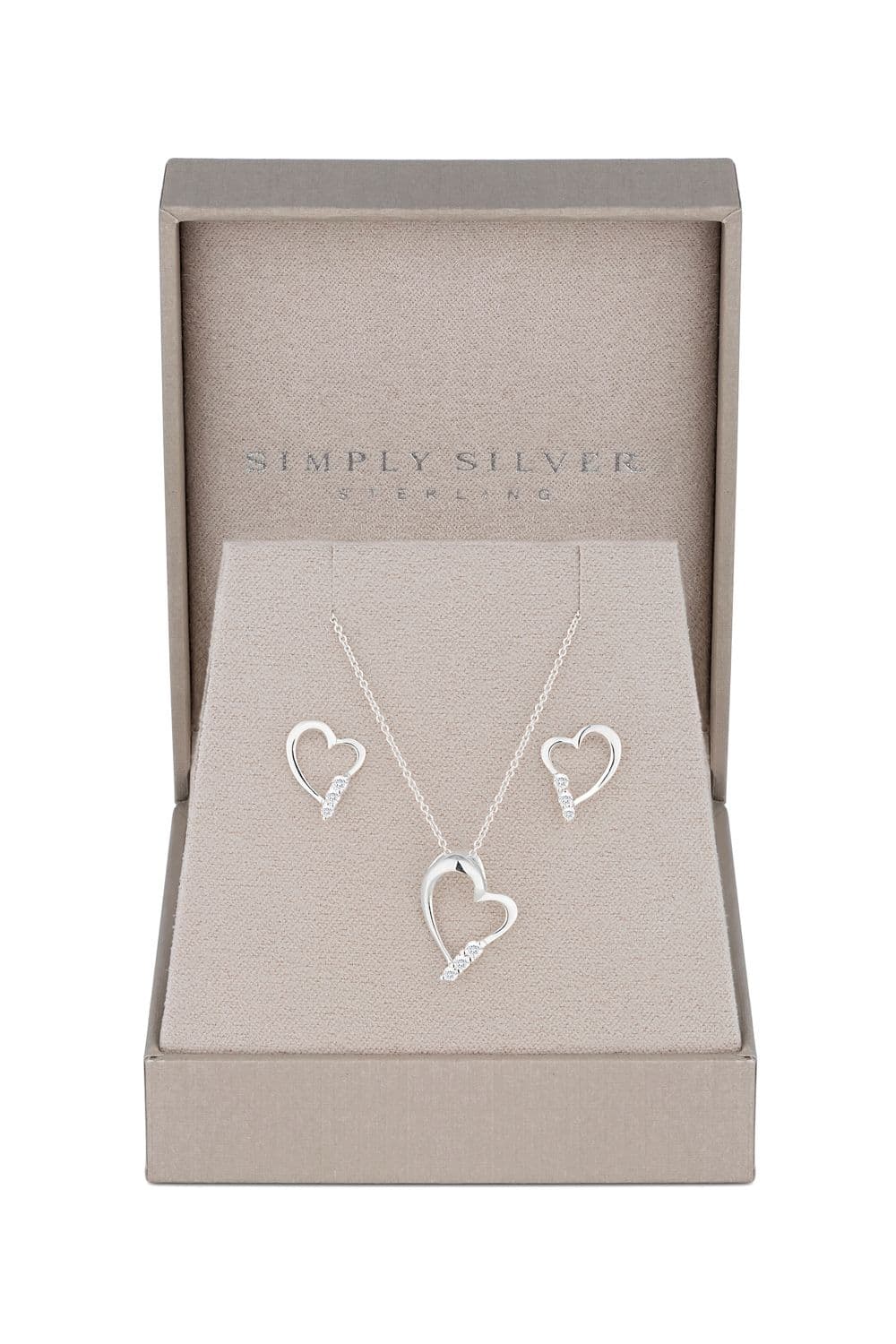Sterling 925 Cubic Zirconia Heart Set Gift Boxed