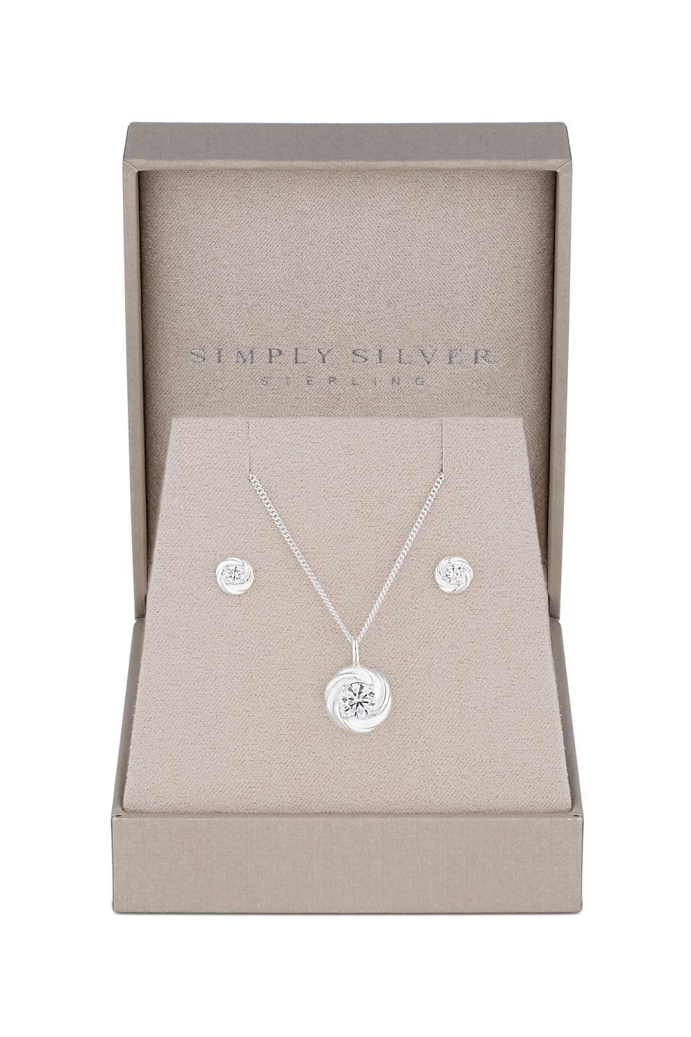 Sterling 925 Cubic Zirconia Knot Set Gift Boxed