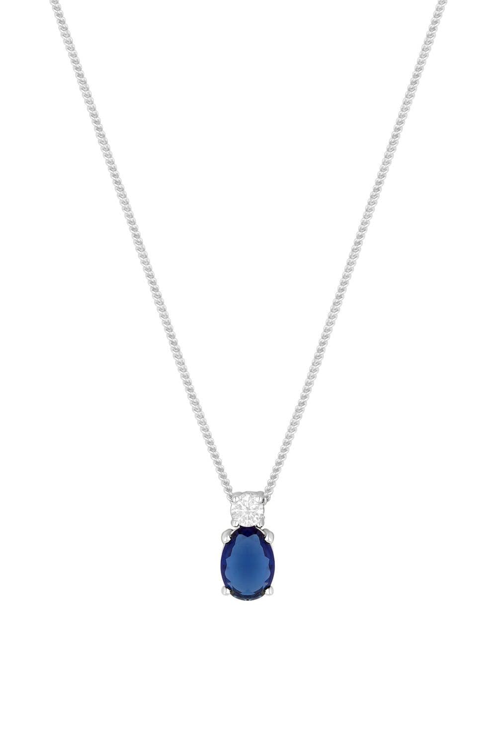 Sterling 925 Mini Sapphire Cubic Zirconia Pendant Necklace