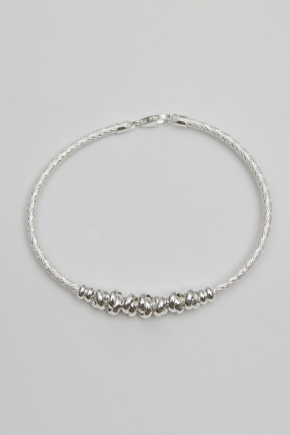Recycled Sterling 925 Love Knot Textured Bangle Bracelet