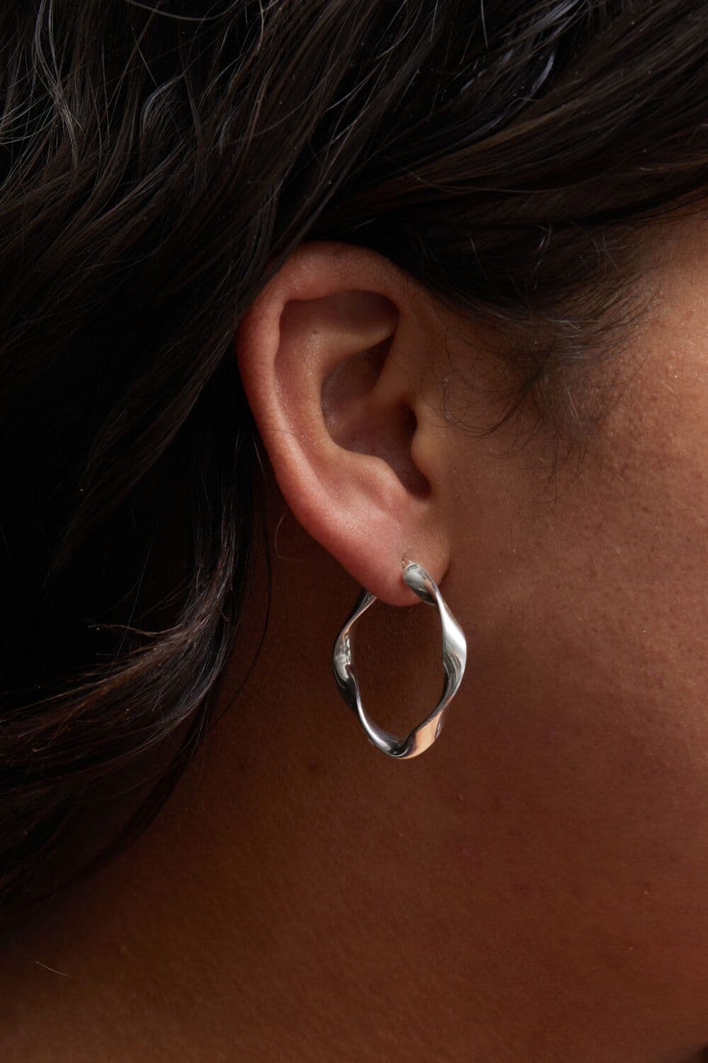 Recycled Sterling 925 Square Twist Hoop Earrings
